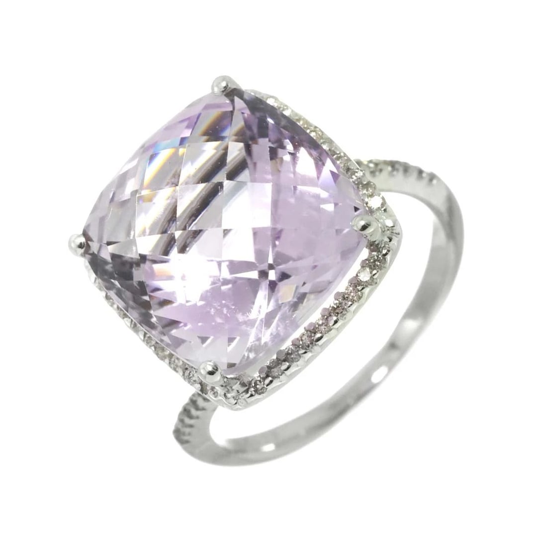 AMETHYST DIAMOND RING 18K WG: Amethyst Diamond Ring 18K WG Brand: Unbranded Type: Ring Material: 750 White Gold, Color: White Gold Size: 5.25-5.5(US) Accessories: None Accessories Notice: When purchasing pre-owned goods,