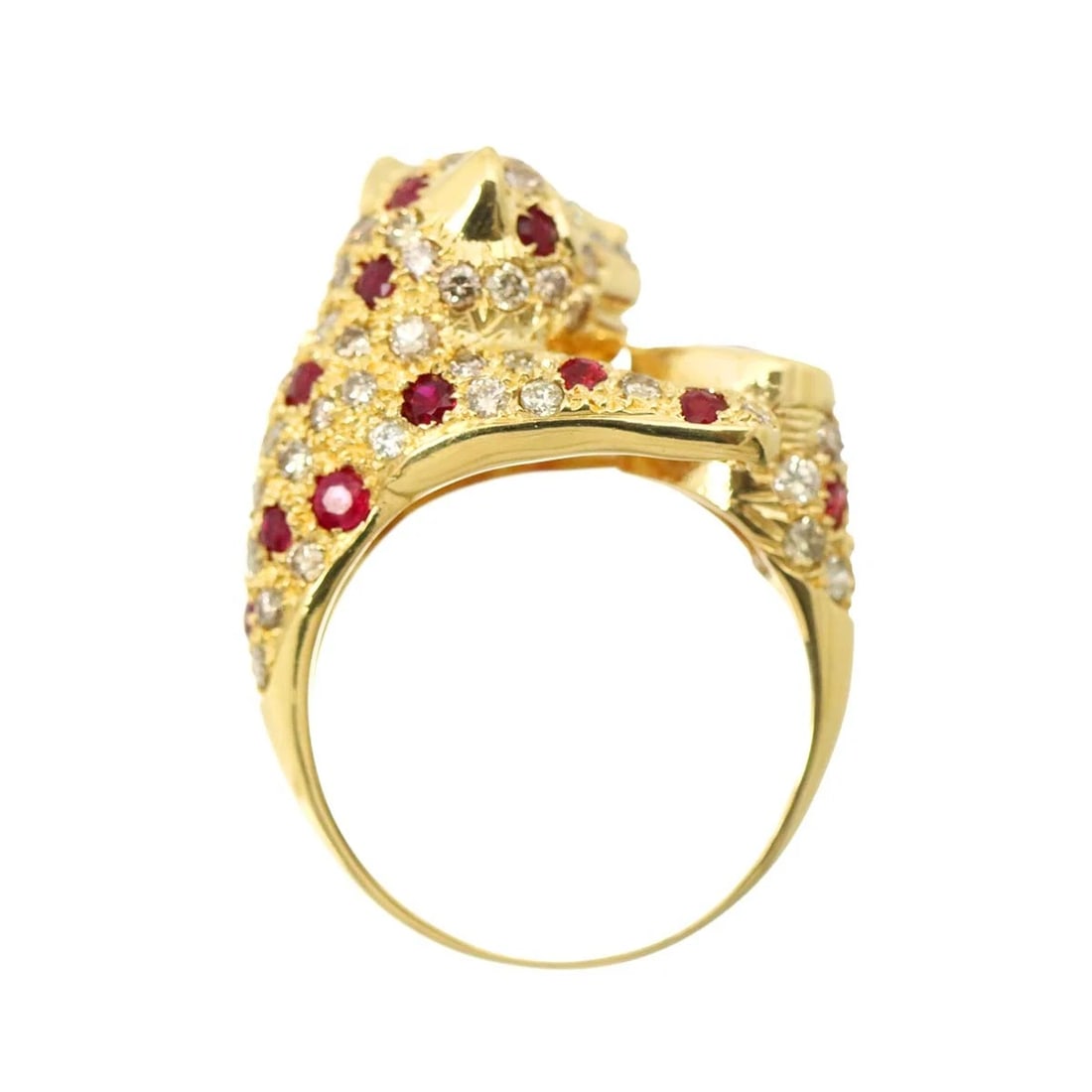 RUBY DIAMOND EMERALD RING 18K YG - 4