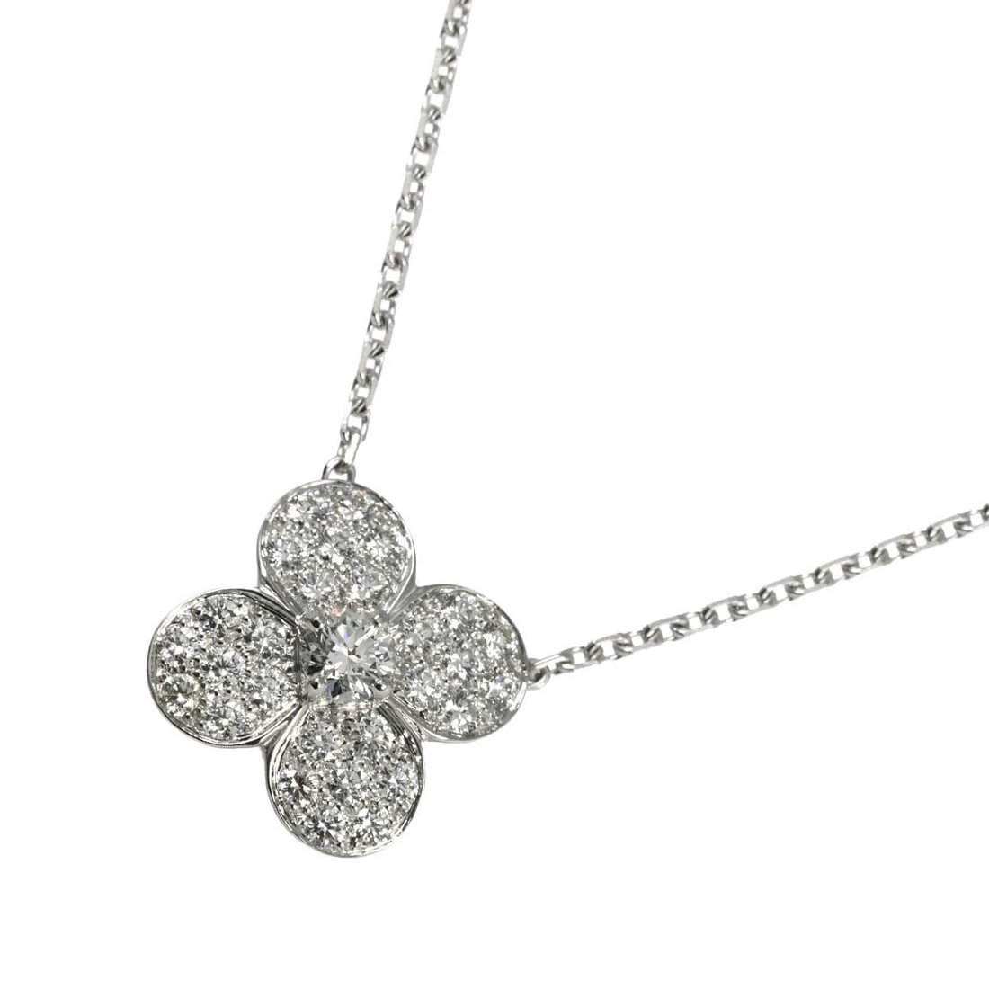 VAN CLEEF ARPELS DIAMOND NECKLACE: Van Cleef Arpels Diamond Necklace Brand: Van Cleef Arpels Type: Necklace Material: 18K White Gold, Color: White Gold Size: Size internal circumference of the chain: 16.1inch - 13.8inch Top Charm:W