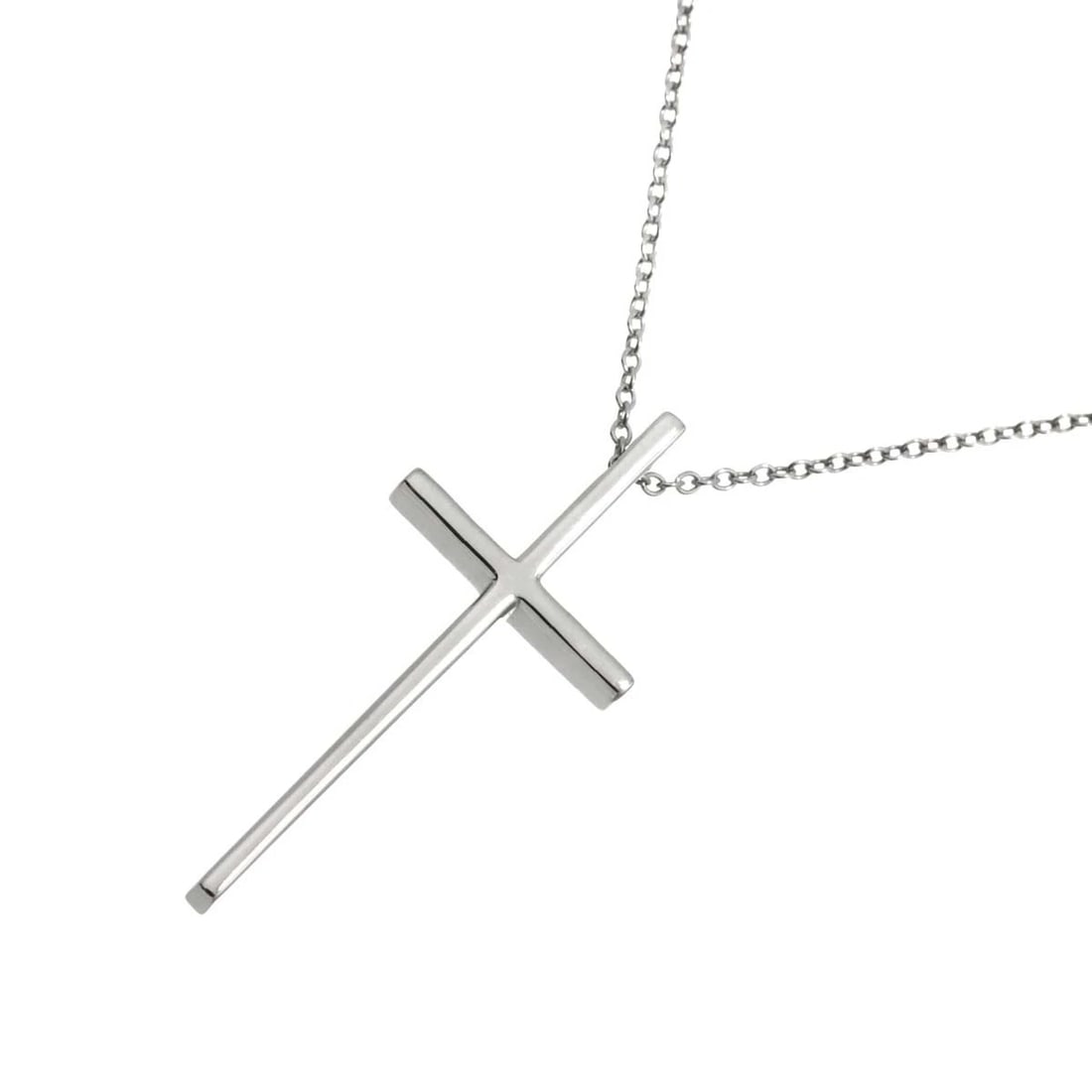 TIFFANY CO. CROSS NECKLACE 18K WHITE GOLD: TIFFANY Co. Cross Necklace 18K White Gold Brand: TIFFANY Co. Type: Necklace Material: 750 White Gold, Color: White Gold Size: internal circumference of the chain:16.1inch Top Charm:W13.8 x