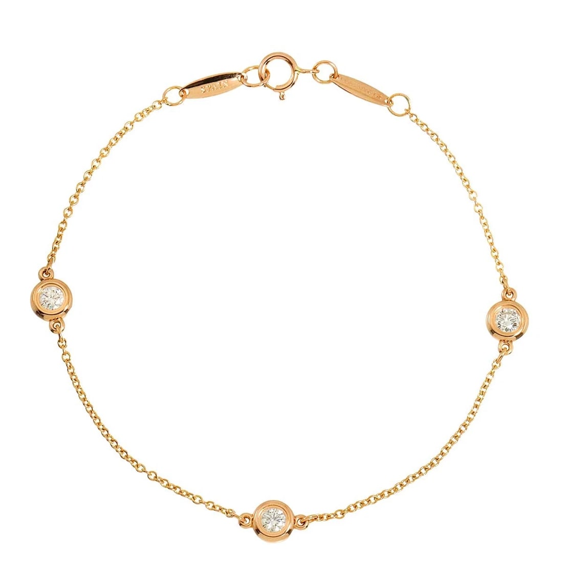TIFFANY CO. BY THE YARD DIAMOND 3P BRACELET: TIFFANY Co. By The Yard Diamond 3P Bracelet Brand: TIFFANY Co. Type: Bracelet Material: 18K Pink Gold, Color: Pink Gold Size: Size Inner circumference 6.7inch Width:(max.) 5.2mm Accessories: