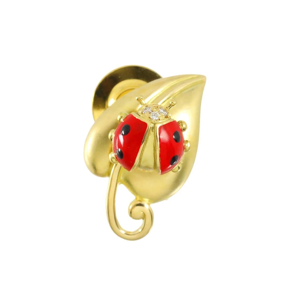 HEIWADO CO LADYBUG DIAMOND ENAMEL BROOCH: HEIWADO Co Ladybug Diamond Enamel Brooch Brand: HEIWADO Co Type: Brooch Material: 18K Yellow Gold, Color: Yellow Gold Size: Size W13 X H21.6mm Thickness:9mm Accessories: None Accessories