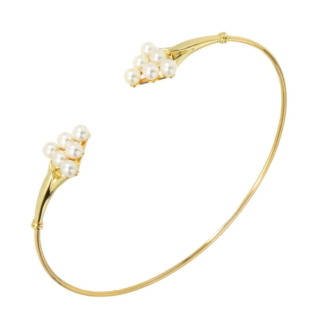 MIKIMOTO BABY PEARL BANGLE BRACELET: MIKIMOTO Baby Pearl Bangle Bracelet Brand: Mikimoto Type: Bracelet Material: 18K, Main Stone/Creation Pearl Color: Gold Size: Size Inner circumference 6.5inch Width:(max.) 10.3mm Accessories: Non