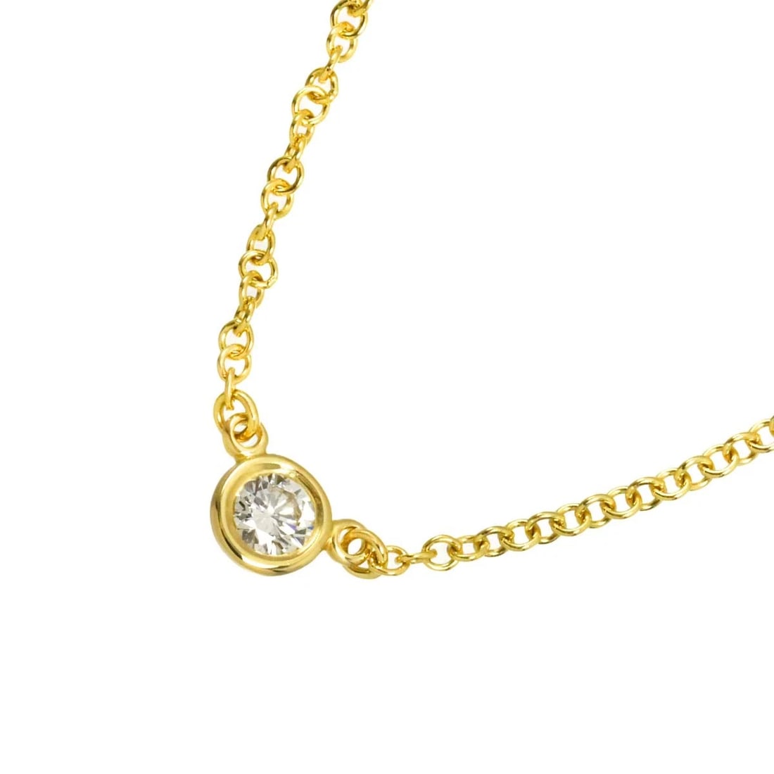 TIFFANY CO. BY THE YARD DIAMOND NECKLACE: TIFFANY Co. By The Yard Diamond Necklace 1 Brand: TIFFANY Co. Type: Necklace Material: 18K Yellow Gold, Color: Yellow Gold Size: Size internal circumference of the chain:15.7inch Top