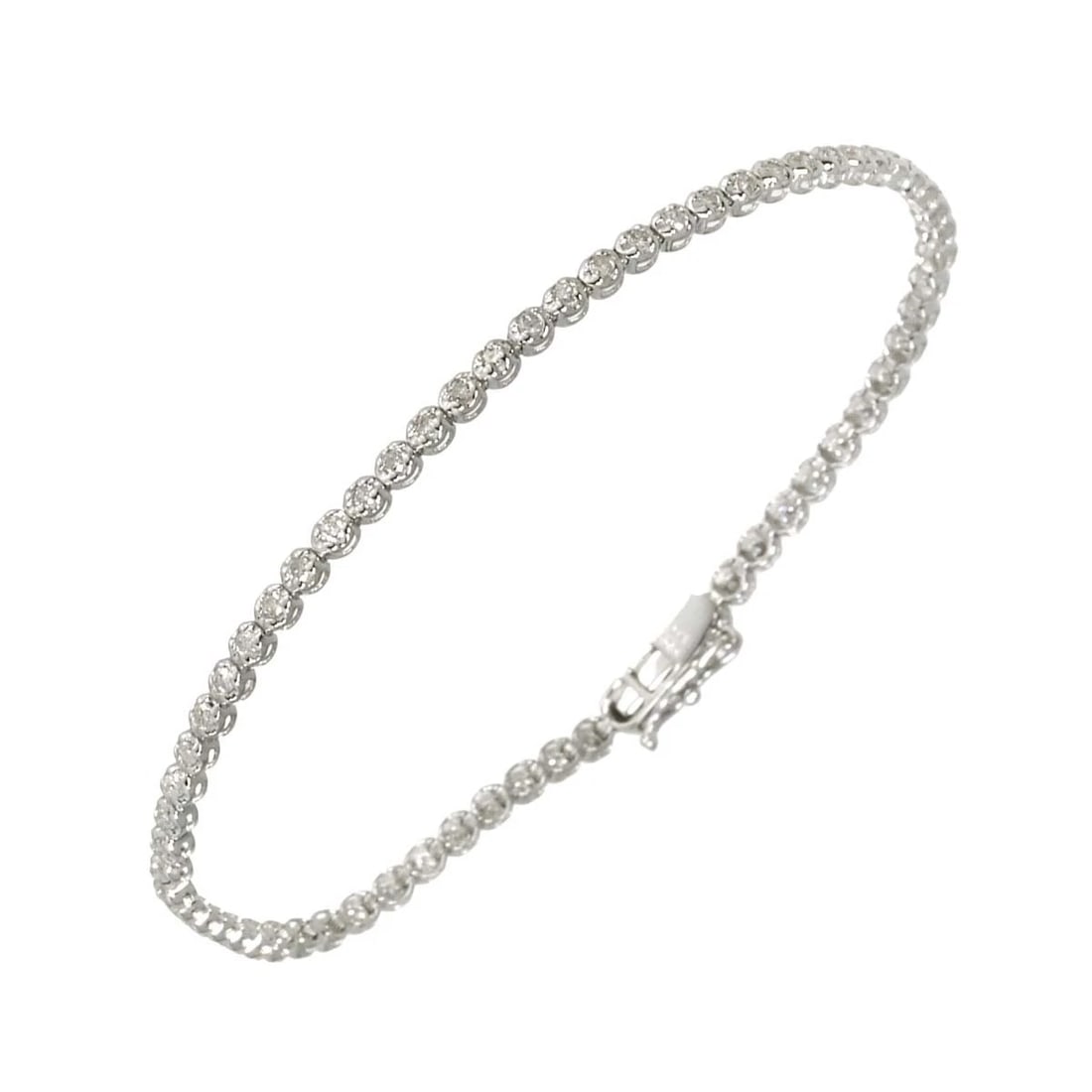 DIAMOND BRACELET K18 WG WHITE GOLD: Diamond Bracelet K18 WG White Gold Brand: Unbranded Type: Bracelet Material: 18K White Gold, Color: White Gold Size: Size Length:apporox.6.9inch Thickness:2.4mm Accessories: None Accessories