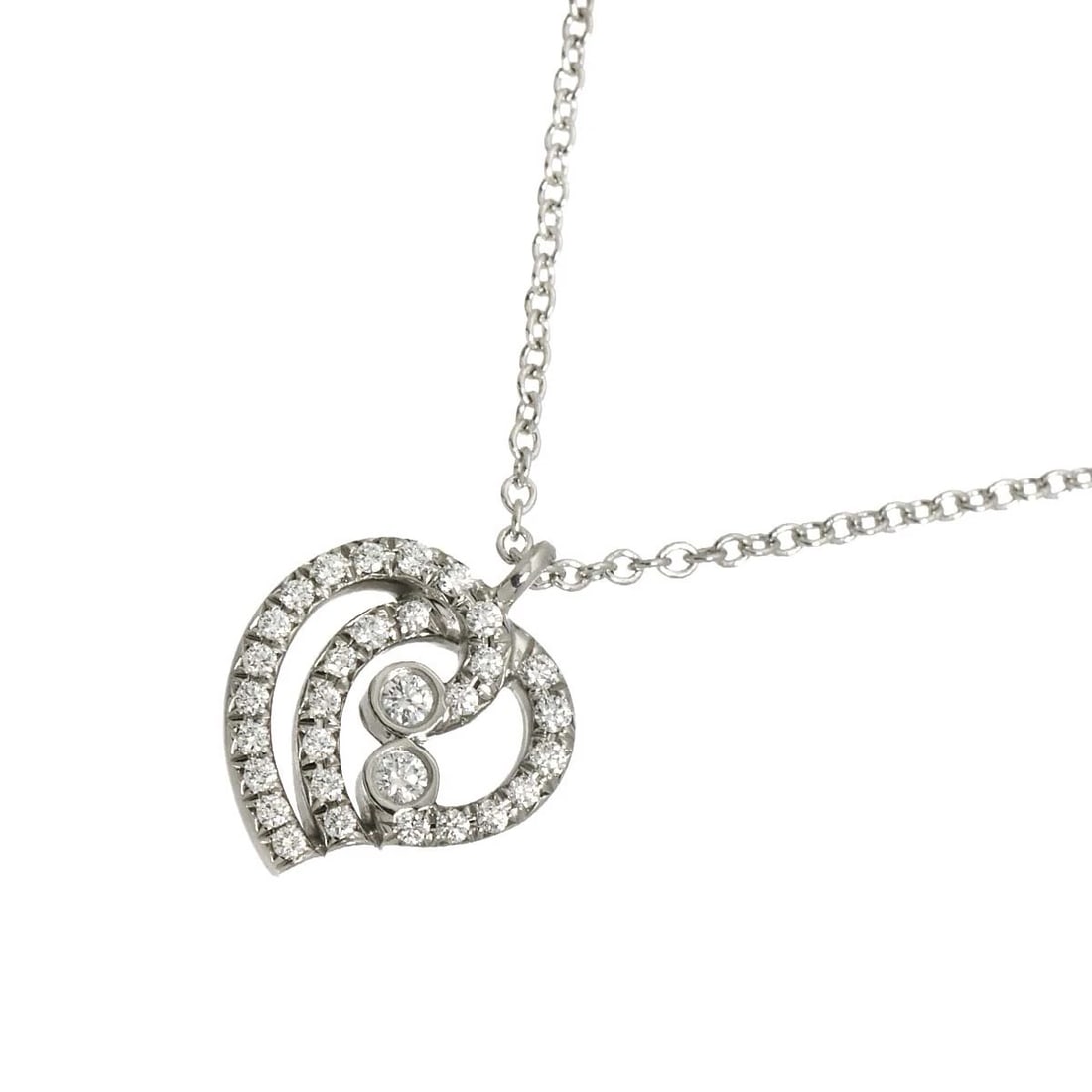 TIFFANY CO. ENCHANTMENT HEART DIAMOND NECKLACE: TIFFANY Co. Enchantment Heart Diamond Necklace Brand: TIFFANY Co. Type: Necklace Material: Pt Platinum, Color: Platinum Size: Size internal circumference of the chain:15.7inch Top