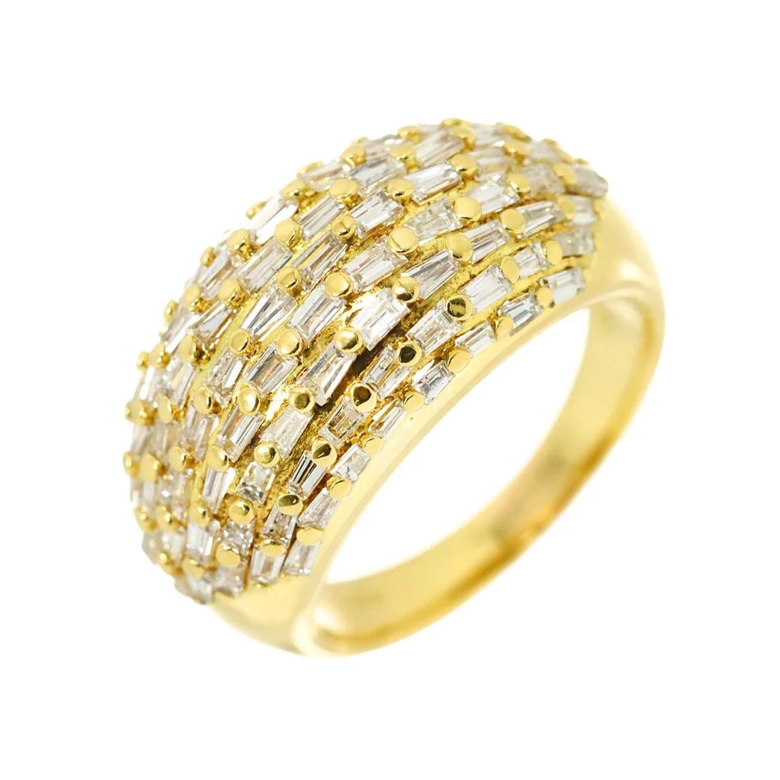 DIAMOND RING 18K YG: Diamond Ring 18K YG Brand: Unbranded Type: Ring Material: 18K Gold, Color: Gold Size: 6.5-6.75(US) Accessories: None Accessories Notice: When purchasing pre-owned goods, please refer to the