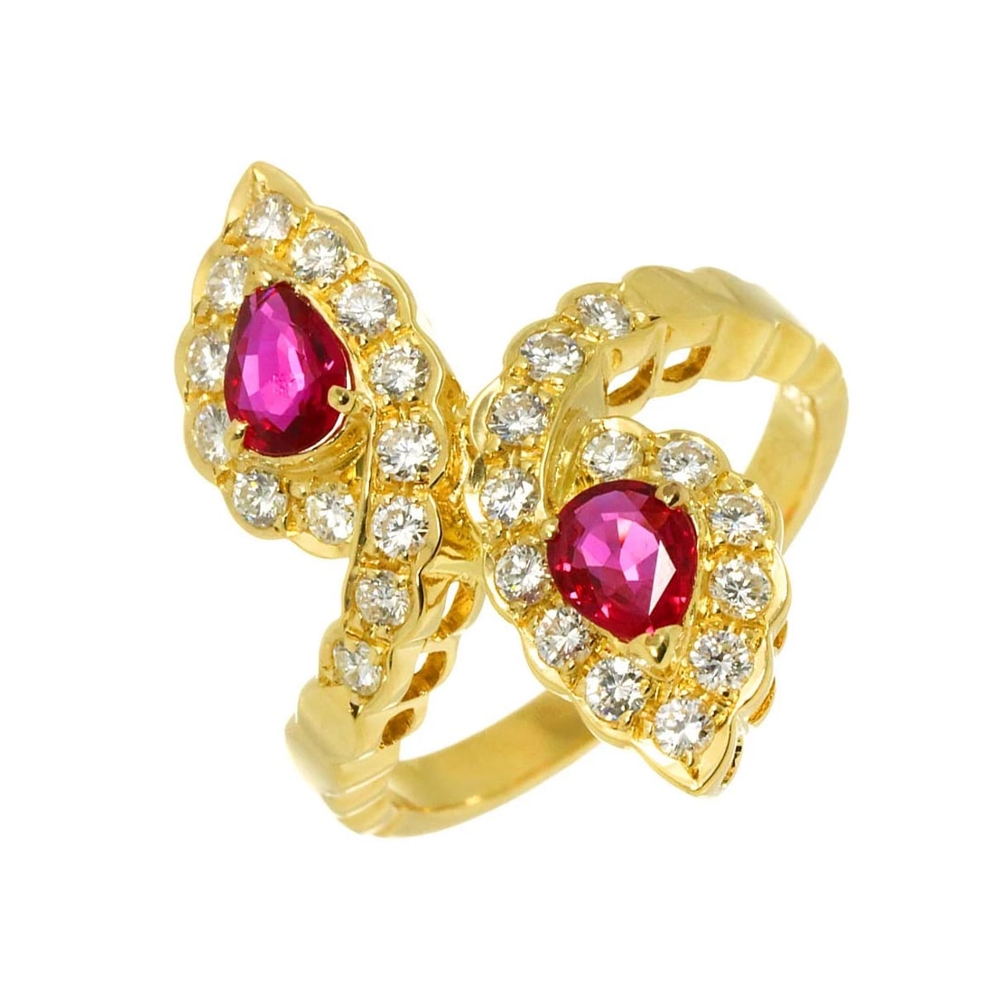 RUBY DIAMOND RING 18K YG: Ruby Diamond Ring 18K YG Brand: Unbranded Type: Ring Material: 750 Yellow Gold, Color: Yellow Gold Size: 6(US) Accessories: None Accessories Notice: When purchasing pre-owned goods, please