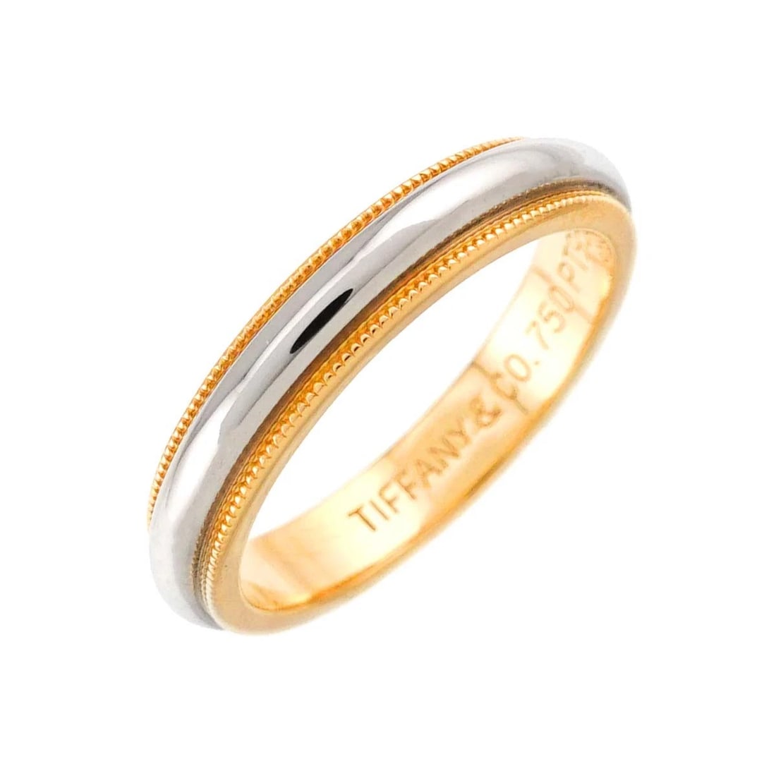 TIFFANY CO. MILGRAIN BAND RING: TIFFANY Co. Milgrain Band Ring Brand: TIFFANY Co. Type: Ring Material: Pt Platinum, Color: Platinum Size: 5.75-6(US) Accessories: None Accessories Notice: When purchasing pre-owned goods,