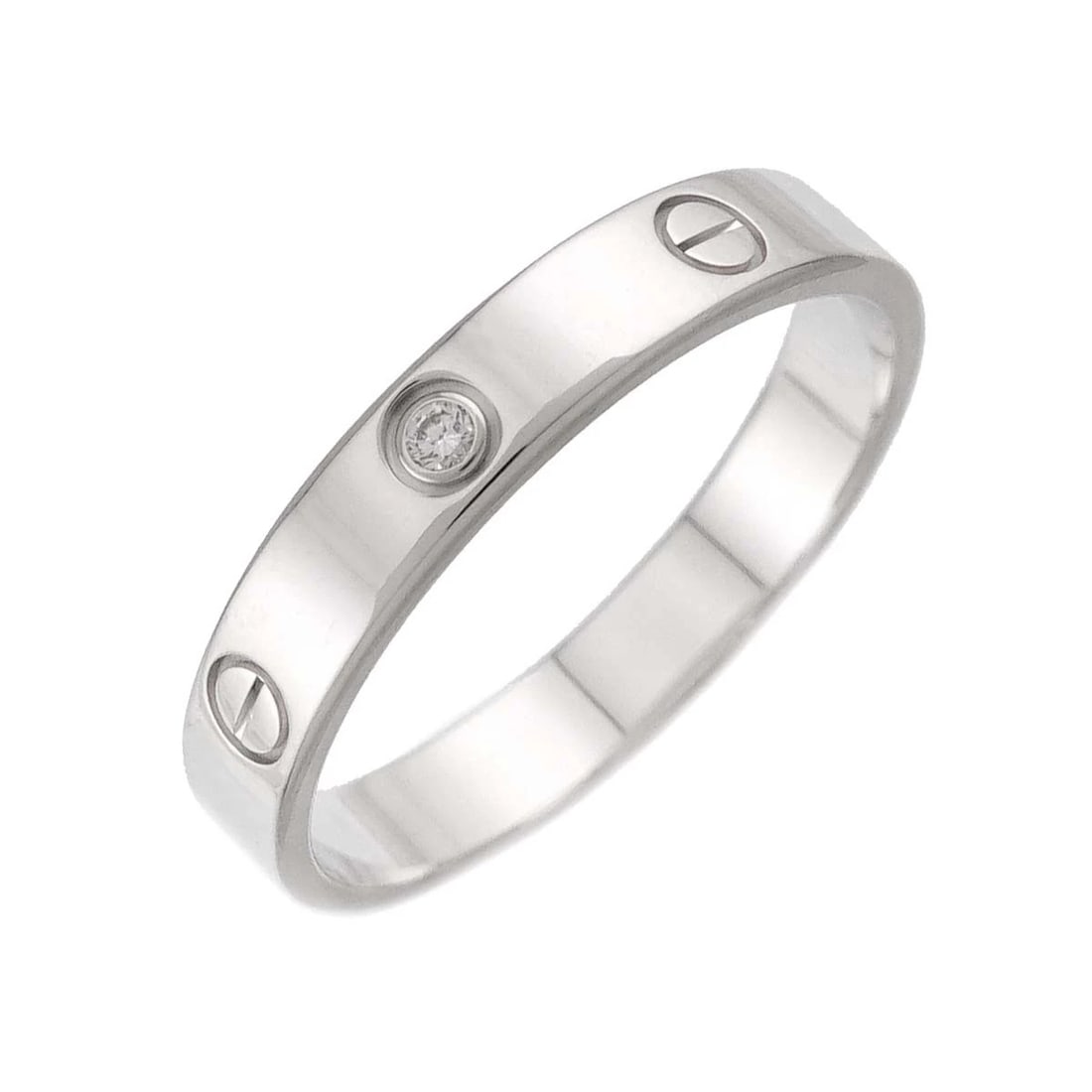 CARTIER MINI LOVE DIAMOND RING 18K WHITE GOLD: Cartier Mini Love Diamond Ring Brand: Cartier Type: Ring Material: 18K White Gold, Color: White Gold Size: 64/10.25-10.5(US) Accessories: None Accessories Notice: When purchasing pre-owned