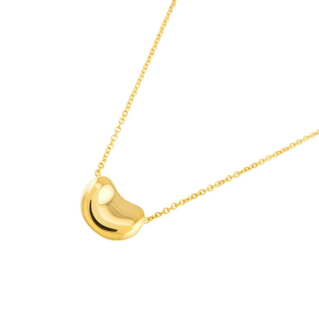 TIFFANY CO. BEAN NECKLACE 18K: TIFFANY Co. Bean Necklace 18K Brand: TIFFANY Co. Type: Necklace Material: 750 Yellow Gold, Color: Yellow Gold Size: internal circumference of the chain:15.7inch Charm:W 10.8 X H 7.7mm