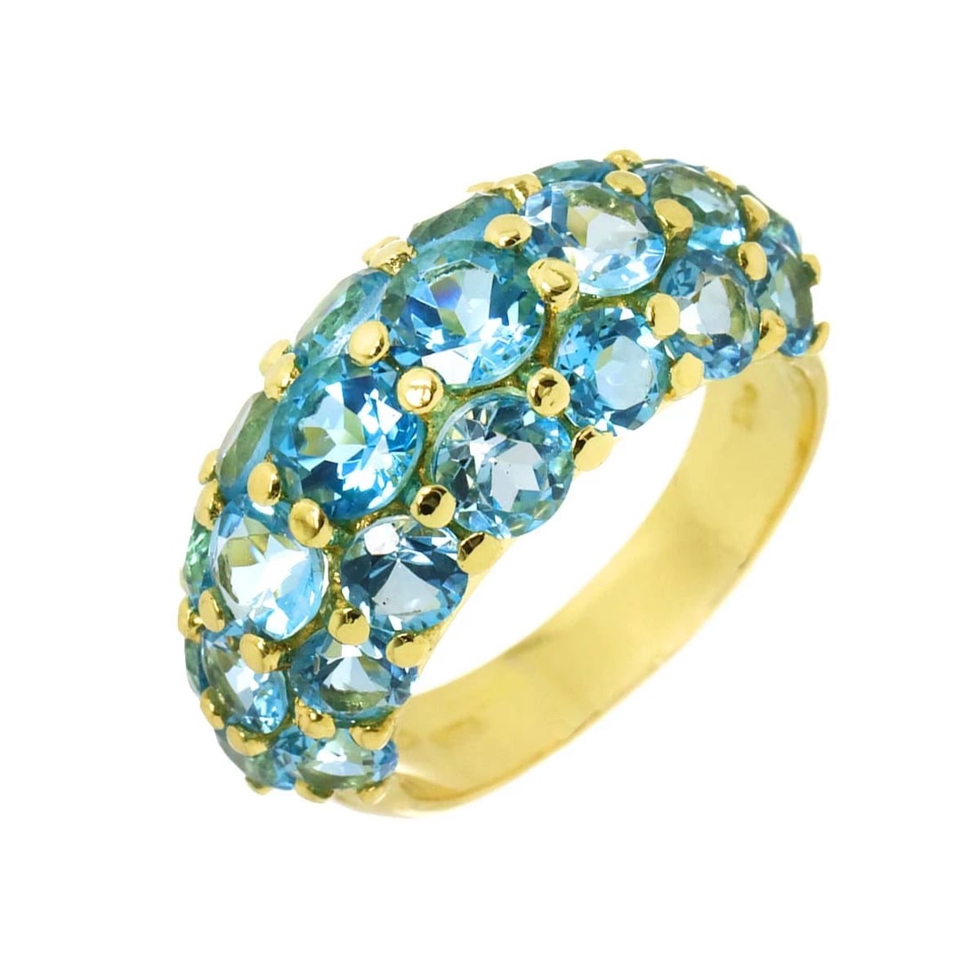 STAR JEWELRY BLUE TOPAZ RING: Star Jewelry Blue Topaz Ring Brand: Star Jewelry Type: Ring Material: 18K, Main Stone/Creation Blue Topaz Color: Gold Size: 5.5-5.75(US) Accessories: None Accessories Notice: When purchasi