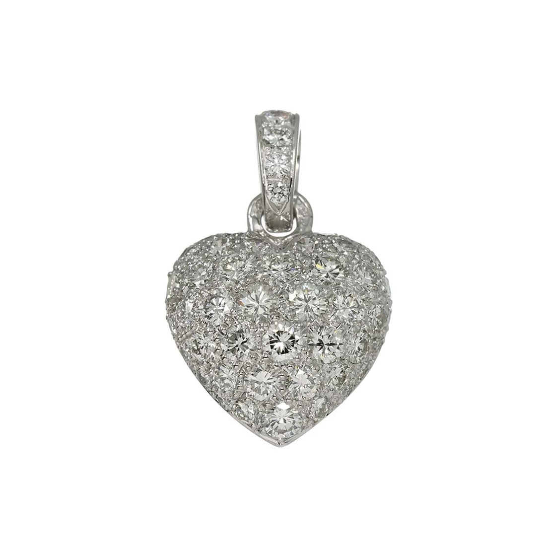 CARTIER HEARTMOTIF PAVE DIAMOND PENDANT: Cartier HeartMotif Pave Diamond Pendant Top Charm Brand: Cartier Type: Pendant Material: 18K White Gold, Color: White Gold Size: Size W13.6 x H21.6mm(full length) Thickness:5.7mm bail:(inside