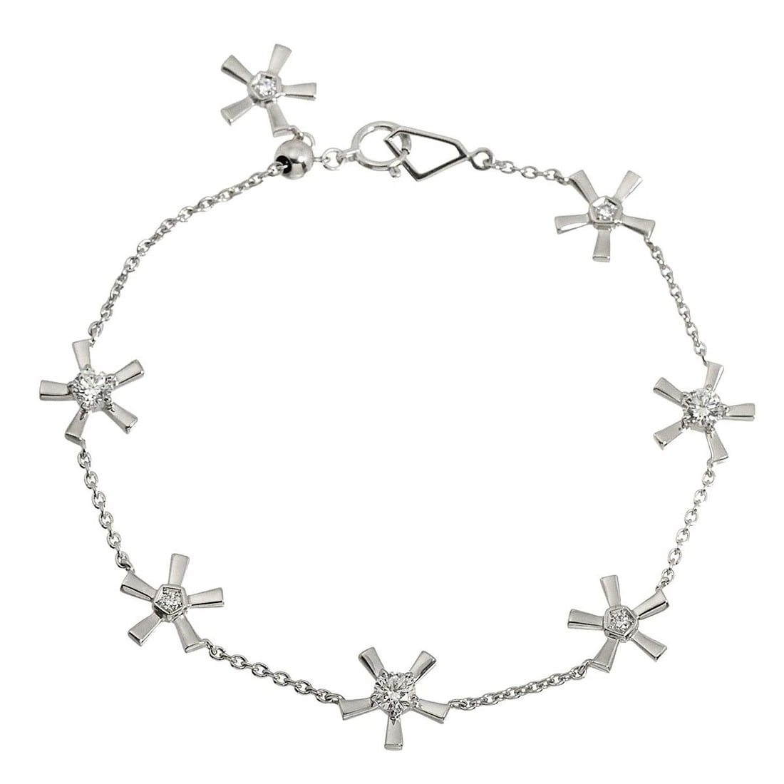 SA BIRTH DIAMOND BRACELET: SA BIRTH Diamond Bracelet 18K Brand: SA BIRTH Type: Bracelet Material: 18K White Gold, Color: White Gold Size: Size Inner circumference: 7.1inch(Adjustable) Width:(max.)9.5mm Accessories: