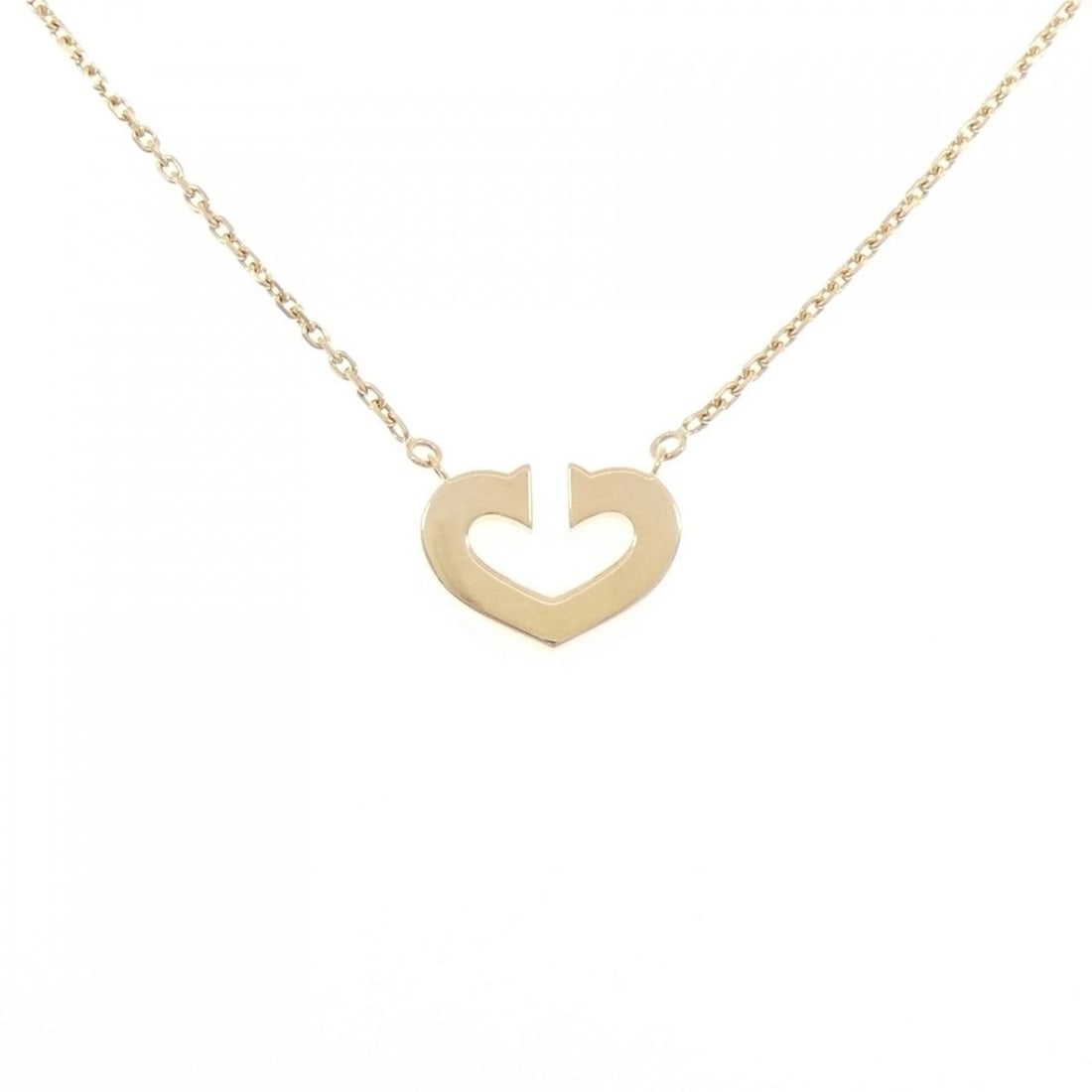 CARTIER C HEART NECKLACE: Cartier C Heart Necklace Brand: CARTIER Type: Necklace Material: 750 yellow gold, Color: Yellow Gold Size: Actual Size Pendant length approx. x width approx.: 12.1mmx16.5mm Chain maximum width