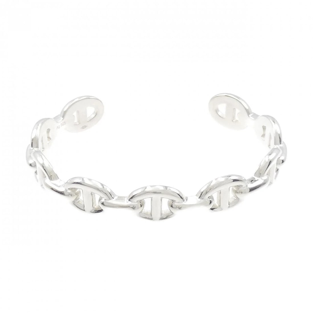 HERMES CHAINE D'ANCRE ENCHAINE BANGLE: Hermes Chaine d'Ancre Enchaine Bangle Brand: HERMES Type: bracelet Material: 925Silver, Color: Silver Size: 16cmActual Size Max width approx: 10.1mm Accessories: None Accessories Notice: When