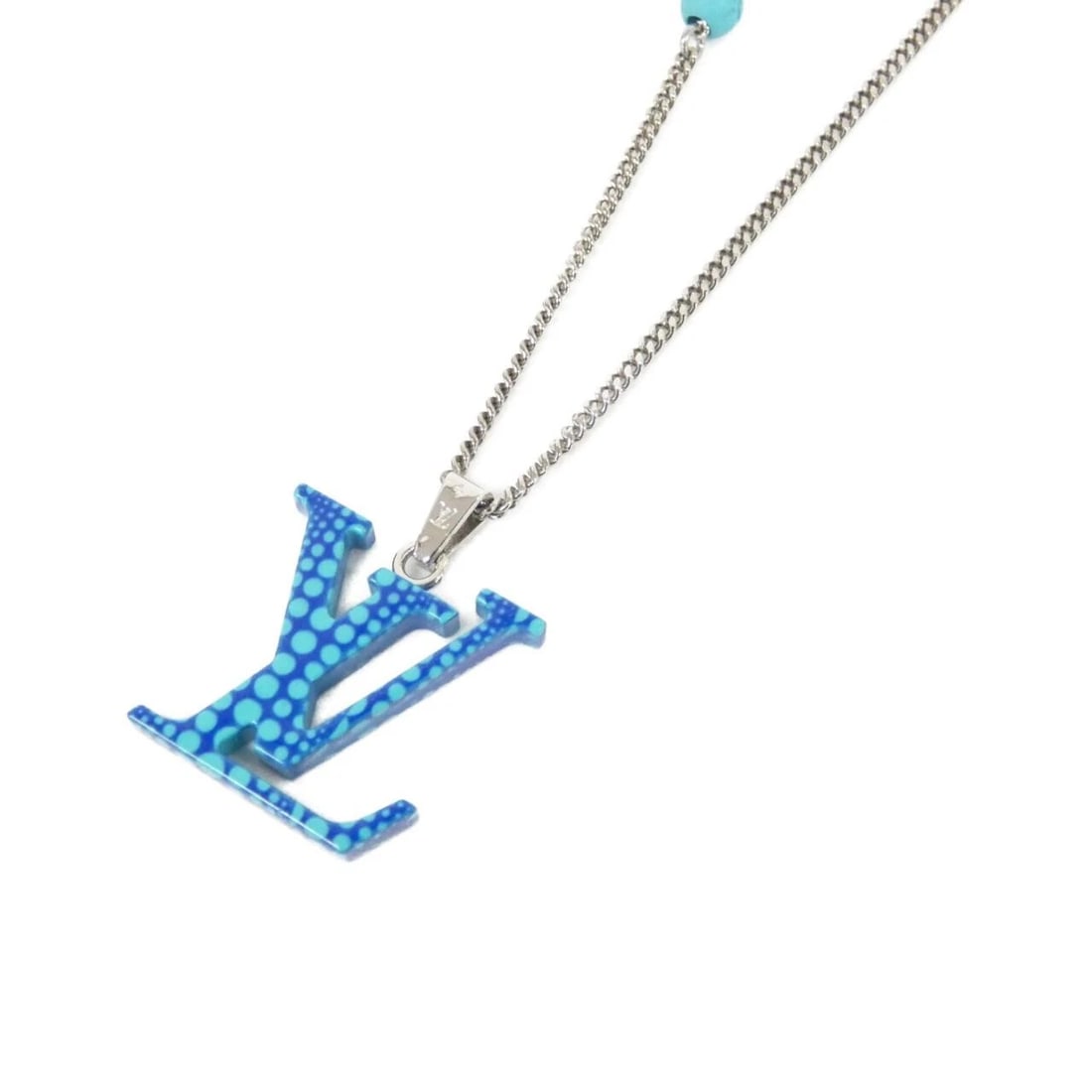 LOUIS VUITTON PENDANT LV PUMPKIN NECKLACE: Louis Vuitton Pendant LV Pumpkin Necklace Brand: LOUIS VUITTON Type: Necklace Material: none, Color: BLEU (Blue) / SILVER (Silver) Metal Size: ength: 50/55/60cm Top width x height: 2.3cmx3cm 