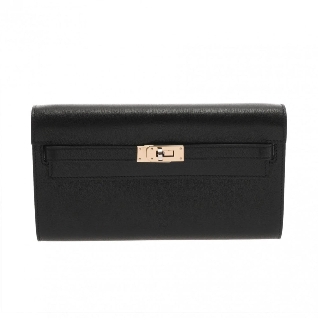 HERMES KELLY WALLET LONG TO GO BLACK UNISEX PURSE (1 of 9)