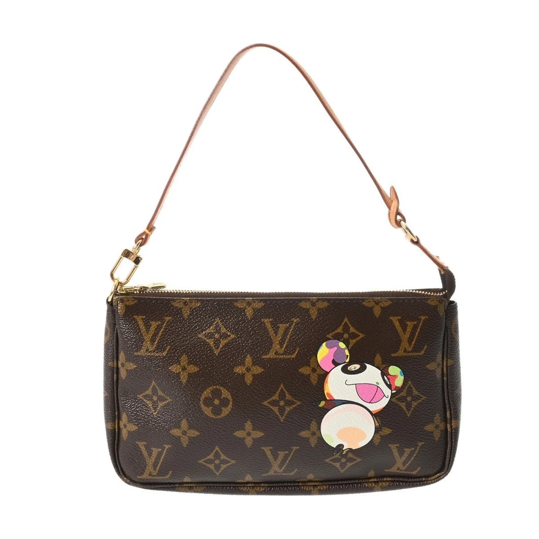 LOUIS VUITTON TAKASHI MURAKAMI POCHETTE: LOUIS VUITTON Takashi Murakami Pochette Brand: LOUIS VUITTON Type: Accessory pouch Material: Monogram canvas Color: Brown Size: H:about 5.5inch W:about 8.3inch D:about 1.2inch Accessories: None
