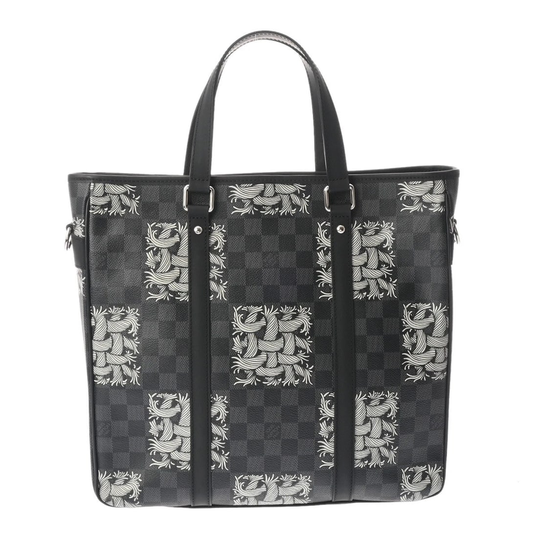 LOUIS VUITTON TADAO PM CHRISTOPHER NEMETH: LOUIS VUITTON Tadao PM Christopher Nemeth Brand: LOUIS VUITTON Type: Tote Bag Material: Damier Grafitto Canvas Color: Black Grey × SilverMetal Size: H:about 13.2inch W:about 13.8inch D:about 3.5i