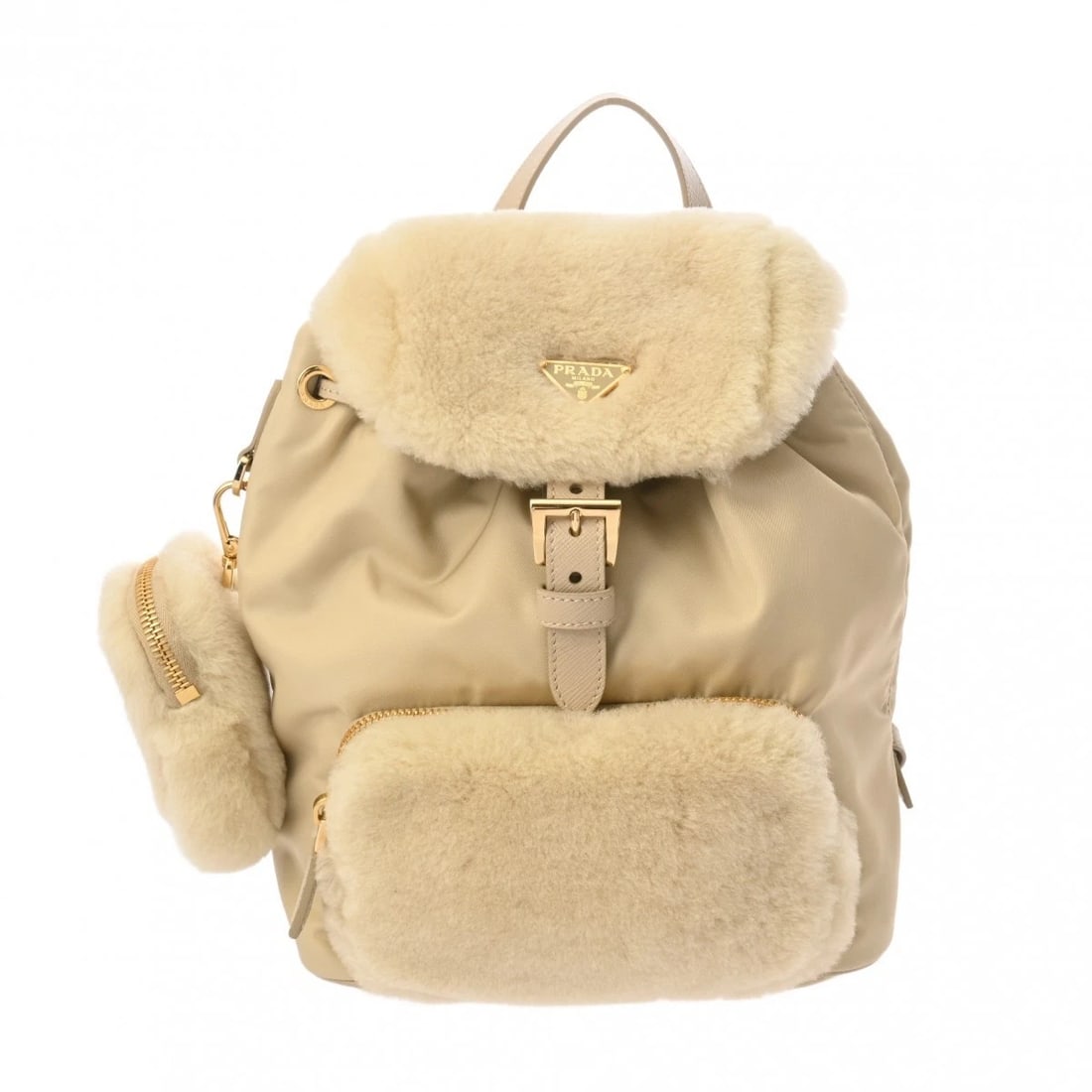 PRADA RE-NYLON BACKPACK NYLON YELLOW BEIGE BACKPACK: PRADA Re-Nylon backpack Nylon yellow beige Backpack Brand: PRADA Type: Backpack Daypack Material: Nylon Color: yellow beige Size: H:about 9.6inch W:about 8.3inch (Bottom) D:about 4.7inch (Bottom)