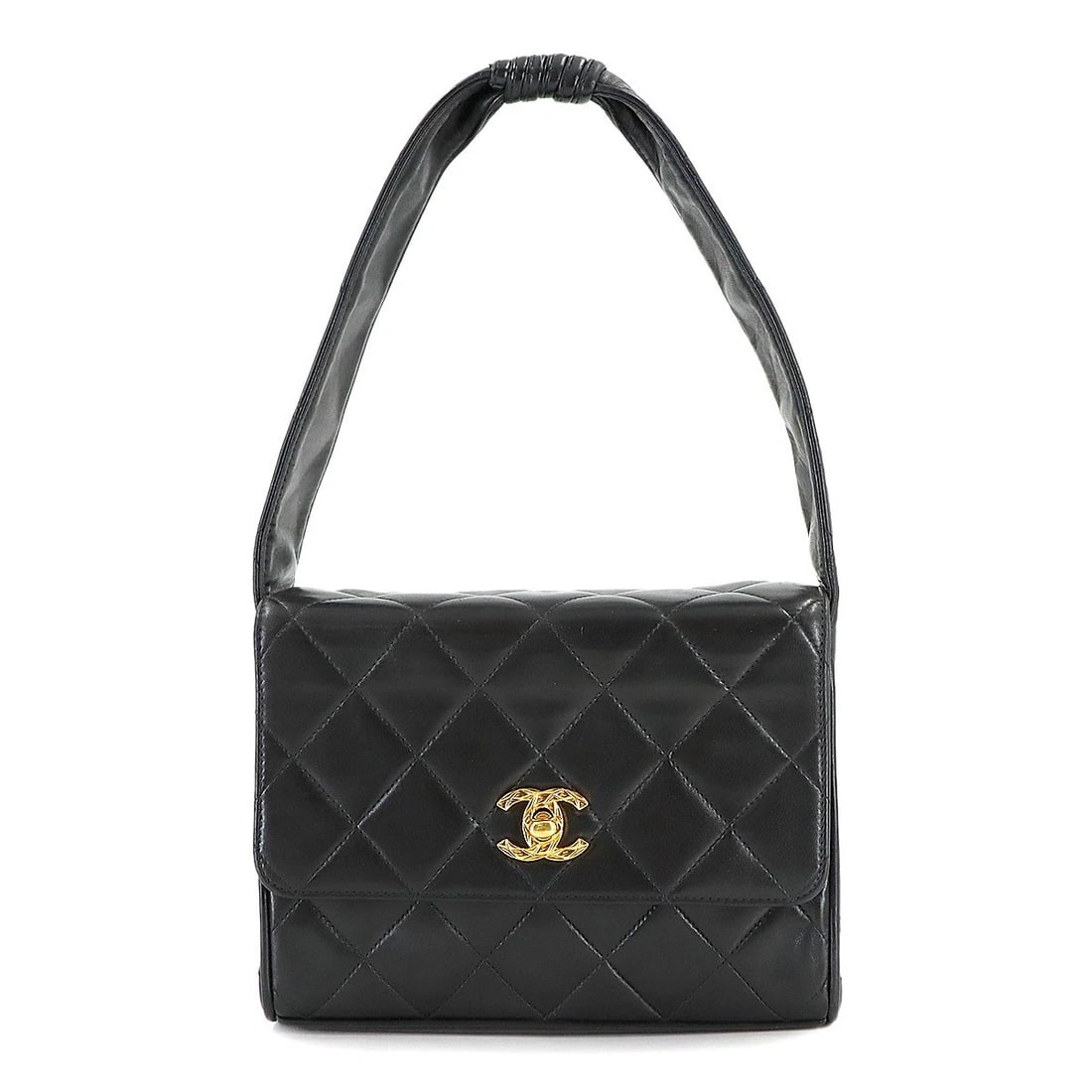 CHANEL MATELASSE HAND BAG LEATHER BLACK: CHANEL Matelasse Hand Bag Leather Black Brand: CHANEL Type: Hand Bag Material: Leather Color: Black Size: W 7.28 inch, H 5.51 inch, D 2.56 inch Accessories: None Accessories Notice: When p