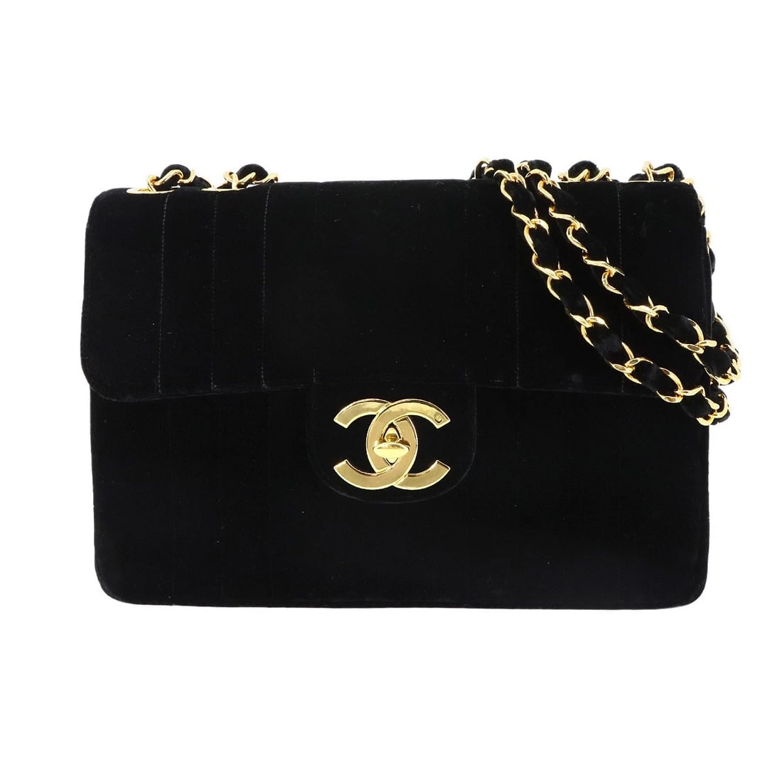 CHANEL MADEMOISELLE CHAIN SHOULDER BAG: CHANEL Mademoiselle Chain Shoulder Bag Brand: CHANEL Type: Shoulder Bag Material: Velor Color: Black Size: W 12.20 inch, H 8.66 inch, D 3.54 inch Accessories: None Accessories Notice: When
