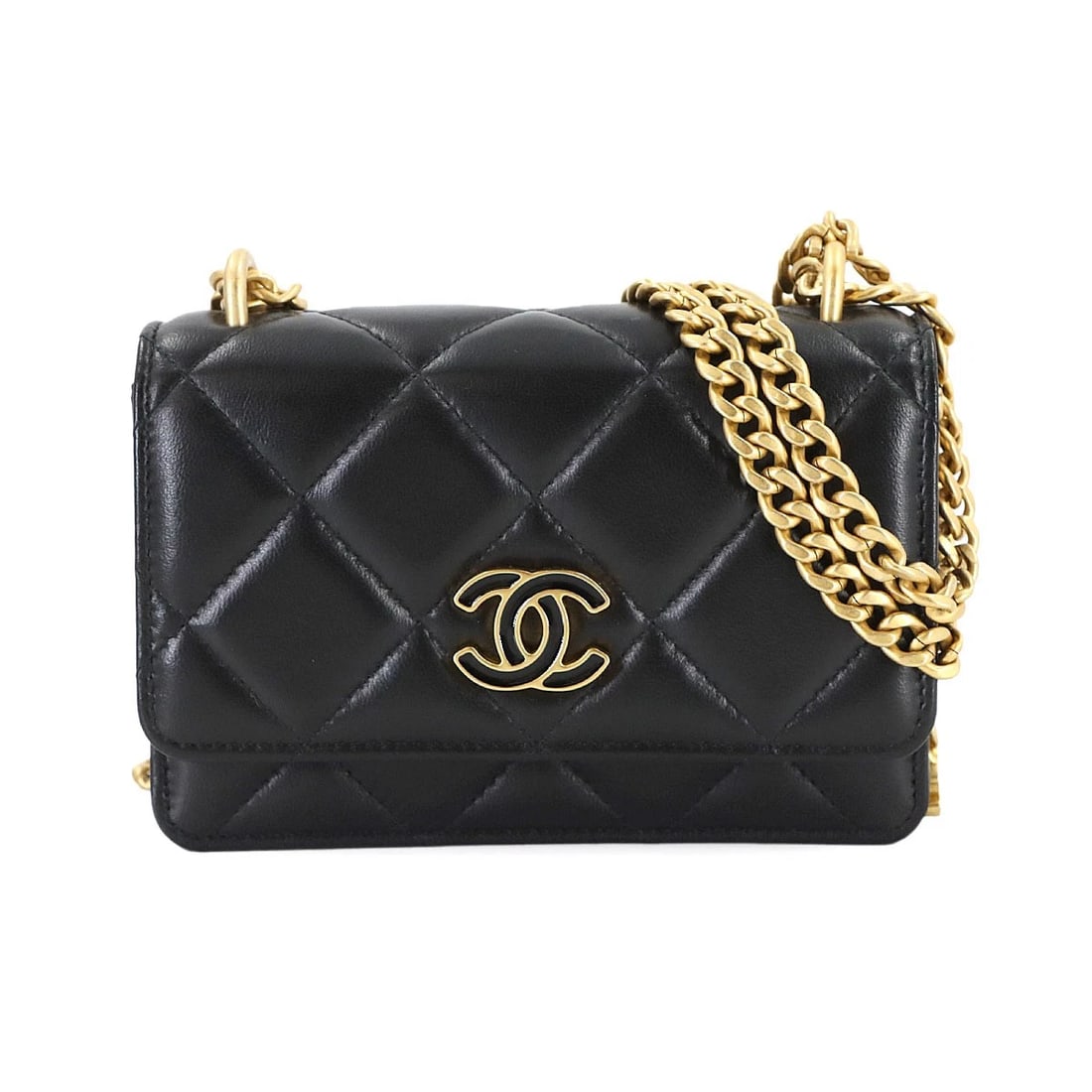CHANEL MATELASSE CHAIN WALLET LEATHER BLACK: CHANEL Matelasse Chain Wallet Leather Black Brand: CHANEL Type: Compact Wallet Material: Leather Color: Black Size: W 5.91 inch, H 3.94 inch, D 1.97 inch Accessories: None Accessories Noti