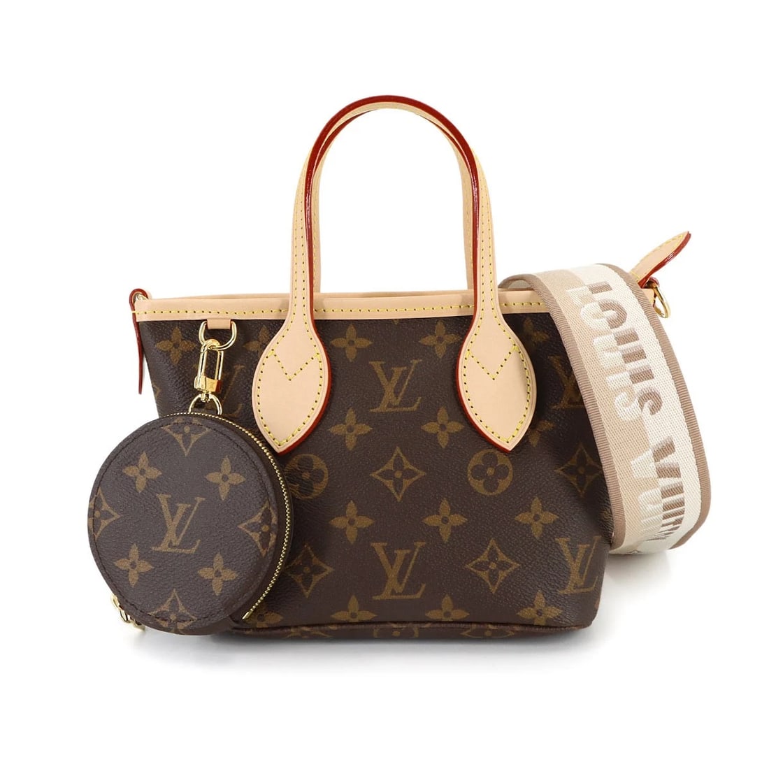 LOUIS VUITTON MONOGRAM NEVERFULL BB TOTE SHOULDER BAG: LOUIS VUITTON Monogram Neverfull BB Tote Shoulder Bag Brand: LOUIS VUITTON Type: Tote Bag / Shoulder Bag Material: Monogram Canvas Color: Monogram , Beige Size: W 6.69 inch, H 5.71 inch, D 3.54 in