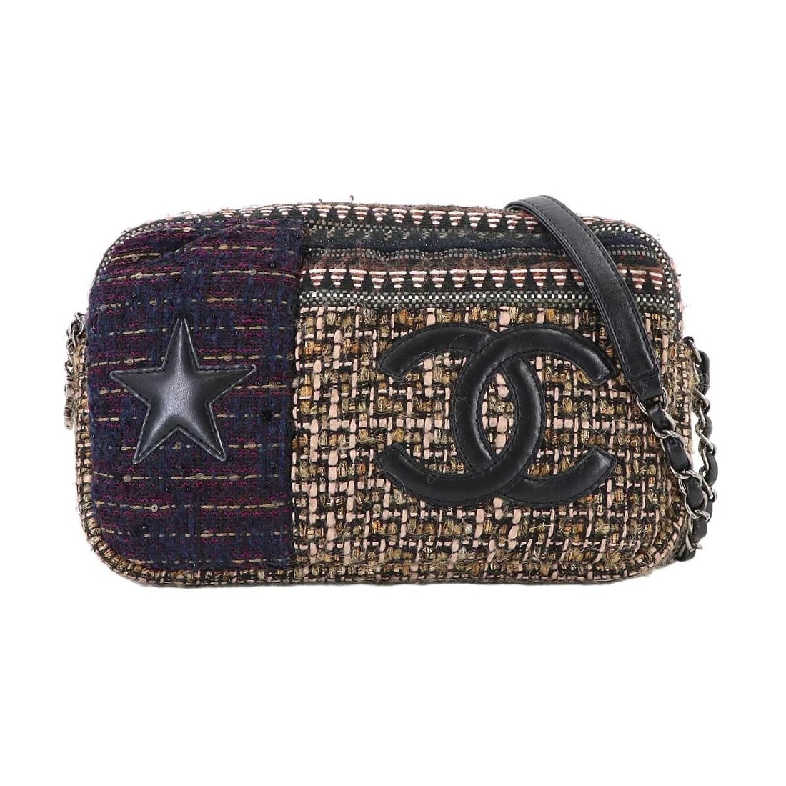 CHANEL CC CHAIN SHOULDER BAG TWEED MULTICOLOR PURSE (1 of 6)