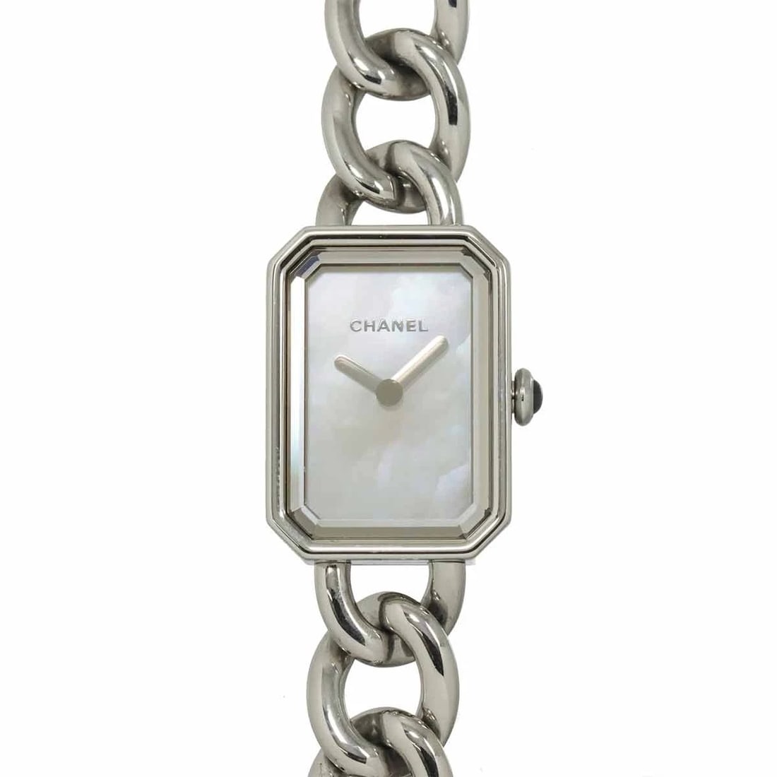 CHANEL PREMIERE WHITE SHELL WATCH WATCH: CHANEL Premiere White Shell Watch Watch Brand: CHANEL Type: Wristwatch Material: Stainless steel Color: Dial Color white Size: Case size Length 21mmWidth 16mm(not included crown) Accessories: Non