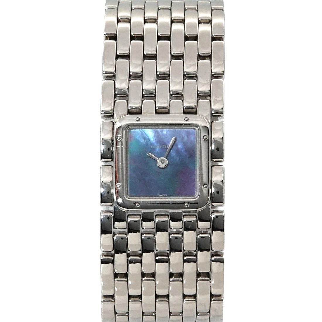 CARTIER PANTHERE BLUE SHELL WATCH WATCH: Cartier Panthere Blue Shell Watch Watch Brand: Cartier Type: Wristwatch Material: Stainless steel Color: Dial Color blue Size: Case size Length 22mmWidth 21mm Accessories: None Accessories