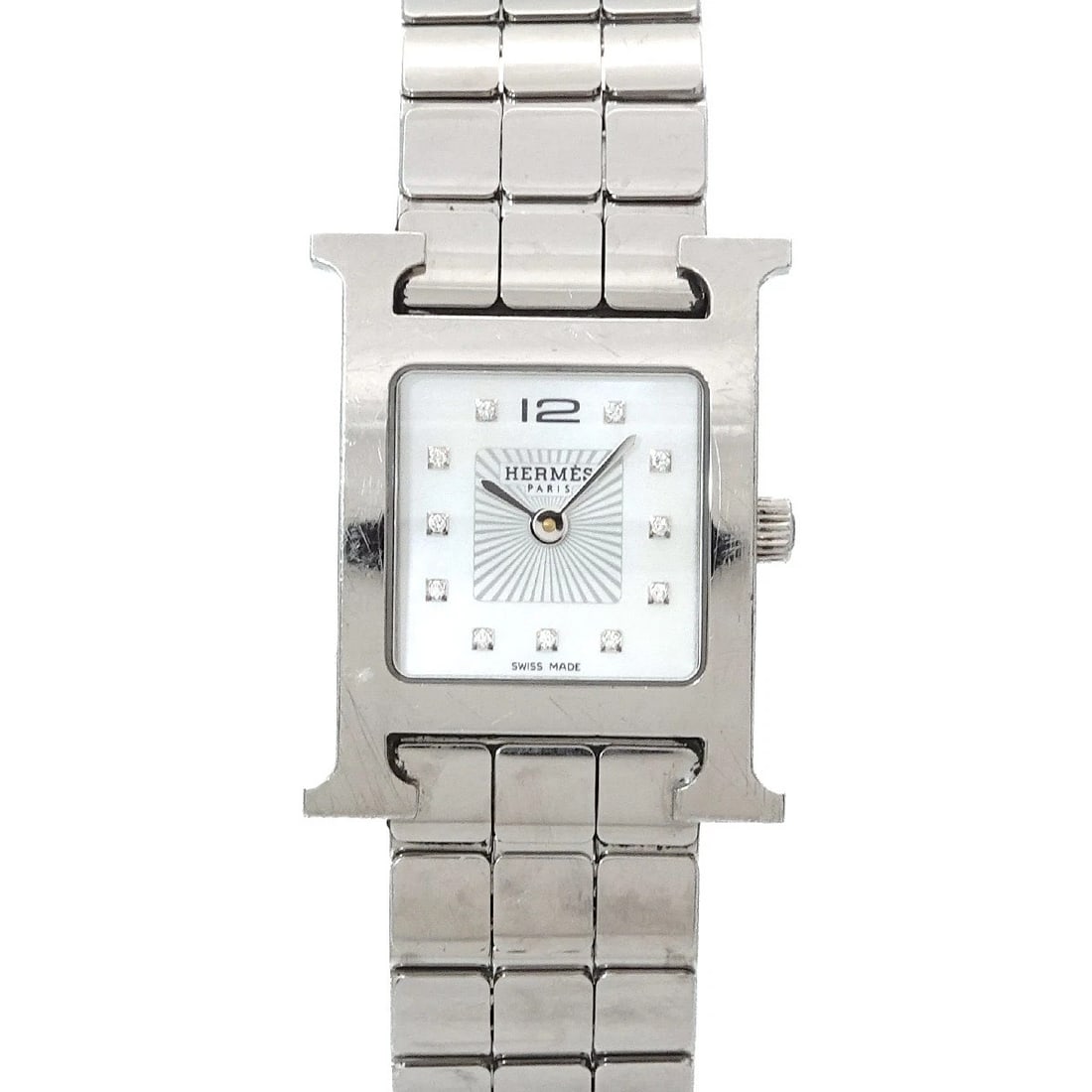 HERMES WATCH DIAMOND WHITE SHELL WATCH WATCH (1 of 2)