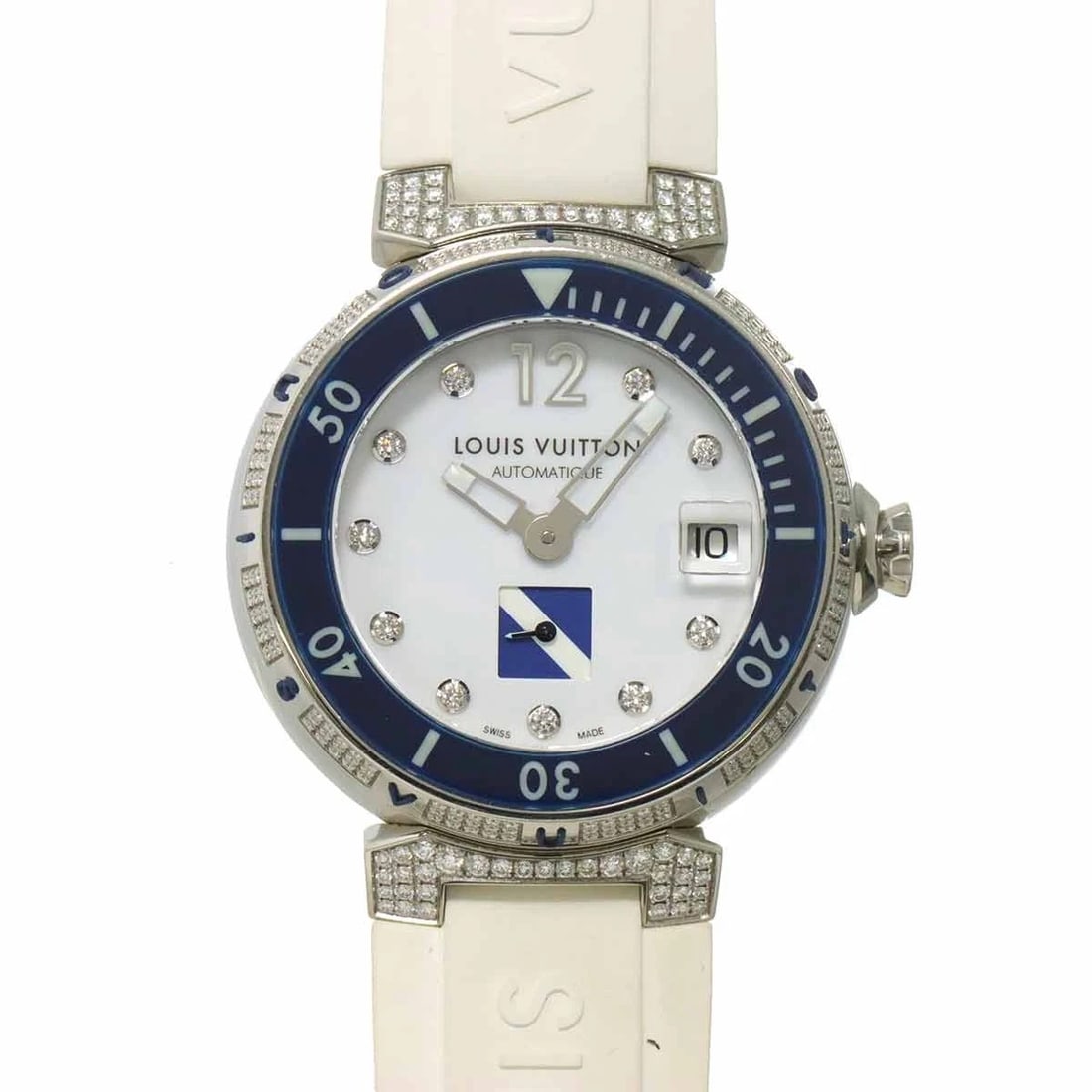 LOUIS VUITTON TAMBOUR DIAMOND WHITE WATCH WATCH (1 of 2)
