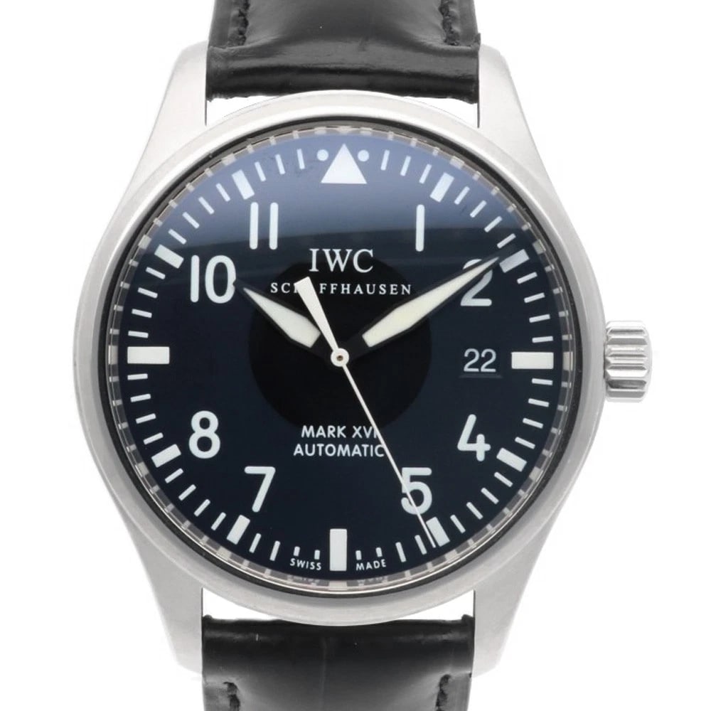 IWC SCHAFFHAUSEN PILOT WATCH STAINLESS STEEL WATCH: IWC SCHAFFHAUSEN Pilot watch Stainless Steel Watch Brand: IWC SCHAFFHAUSEN Type: Wristwatch Material: Stainless Steel Color: black Size: Case Diameter:39.0mmBand Length:5.5inch / 14.0-19.0cm Acce