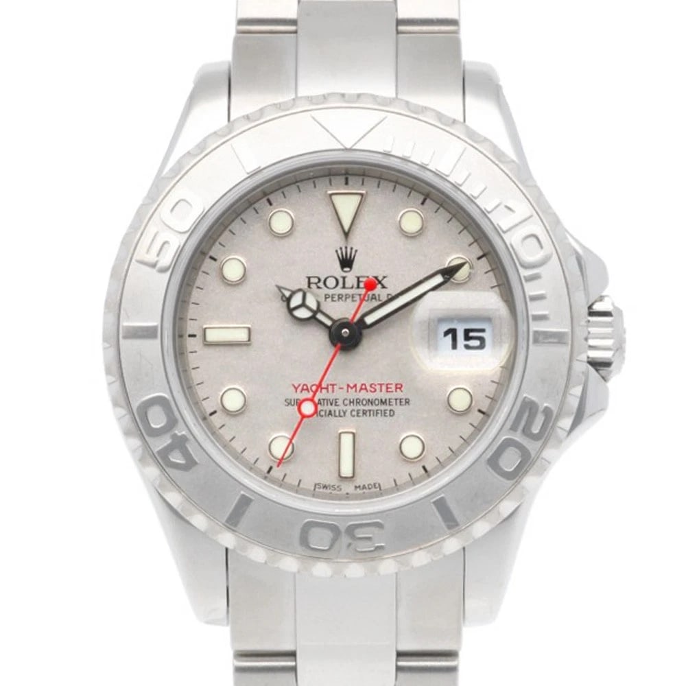 ROLEX YACHT MASTER WATCHES STAINLESS STEEL WATCH: ROLEX Yacht master Watches Stainless Steel Watch Brand: ROLEX Type: Wristwatch Material: Stainless Steel Color: Silver Size: Case Diameter:33.0mmBand Length:6.5inch / 16.5cm Accessories: None