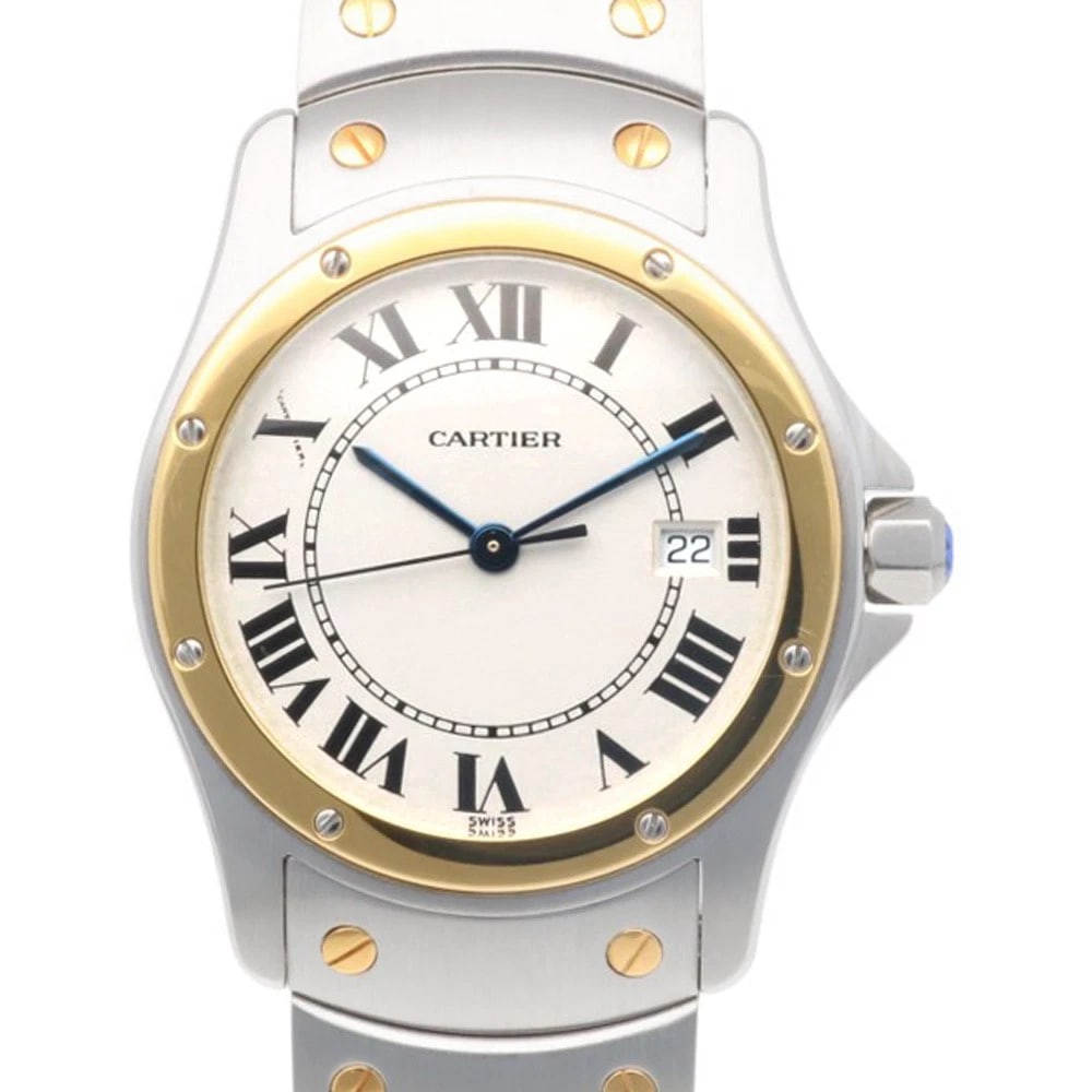CARTIER SANTOS RONDO WATCHES STAINLESS STEEL K18 YELLOW GOLD WATCH: CARTIER Santos Rondo Watches Stainless Steel K18 yellow gold Watch Brand: CARTIER Type: Wristwatch Material: Stainless Steel Color: gold Size: Case Diameter:29.0mmBand Length:6.9inch / 17.5cm Acc