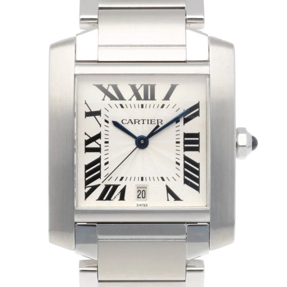 CARTIER TANK FRANCAISE WATCHES STAINLESS STEEL WATCH: CARTIER Tank francaise Watches Stainless Steel Watch Brand: CARTIER Type: Wristwatch Material: Stainless Steel Color: Silver Size: Case:W1.1inch x H1.3inch/ W27.5mm x H32.0mmBand Length:6.3inch /