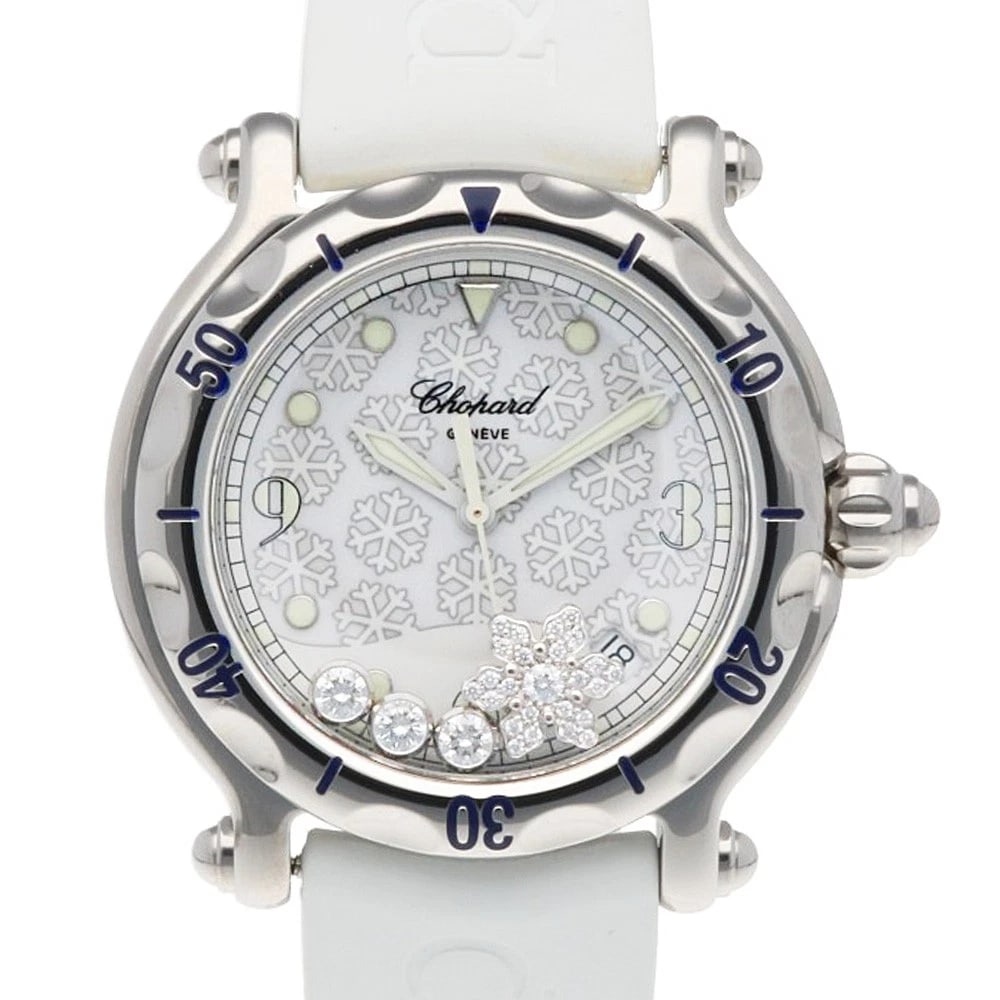 CHOPARD HAPPY SPORTS WATCHES STAINLESS STEEL DIAMOND WATCH: Chopard happy sports Watches Stainless Steel diamond Watch Brand: Chopard Type: Wristwatch Material: Stainless Steel Color: white Size: Case Diameter:38.0mmBand Length:4.9inch / 12.5-17.5cm Acces