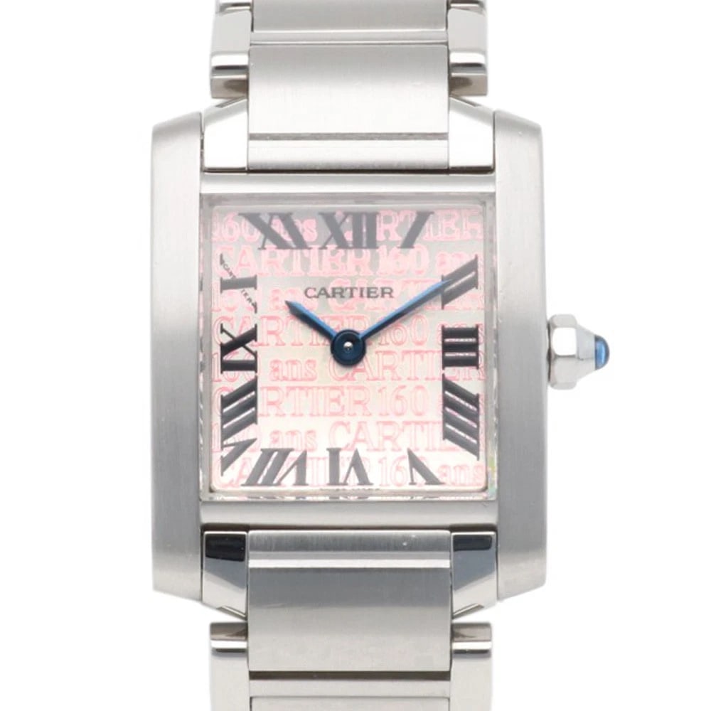 CARTIER TANK FRANCAISE WATCHES STAINLESS STEEL WATCH: CARTIER Tank francaise Watches Stainless Steel Watch Brand: CARTIER Type: Wristwatch Material: Stainless Steel Color: pink Size: Case:W0.8inch x H1.0inch/ W20.0mm x H26.0mmBand Length:5.7inch / 14