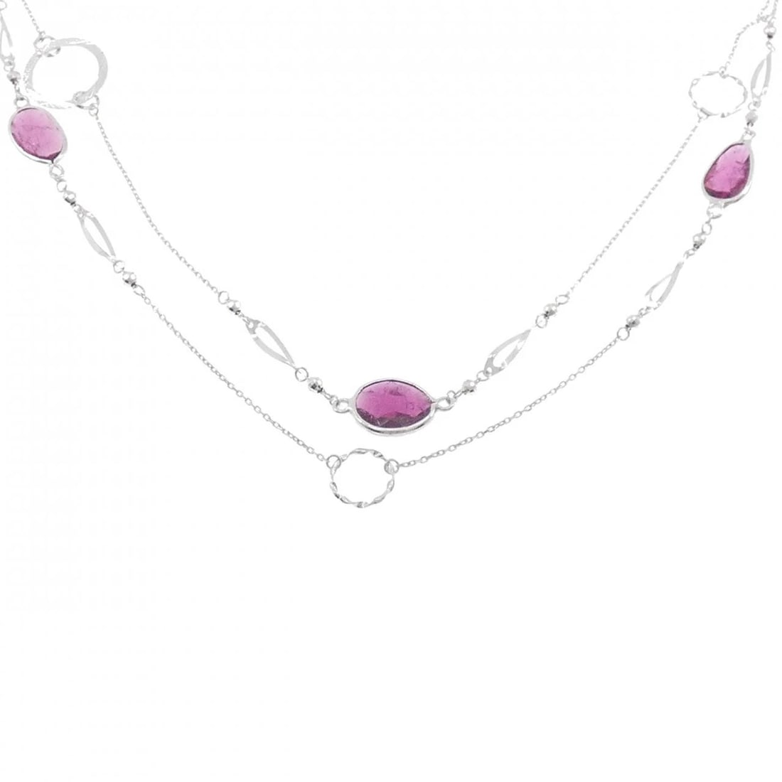 K18WG TOURMALINE NECKLACE: K18WG Tourmaline Necklace Brand: Unbranded Type: Tourmaline Necklace Material: K18 white gold, Main Stone/Creation Tourmaline Color: white Gold Size: 80cmActual Size Max width approx.: 13.9mm