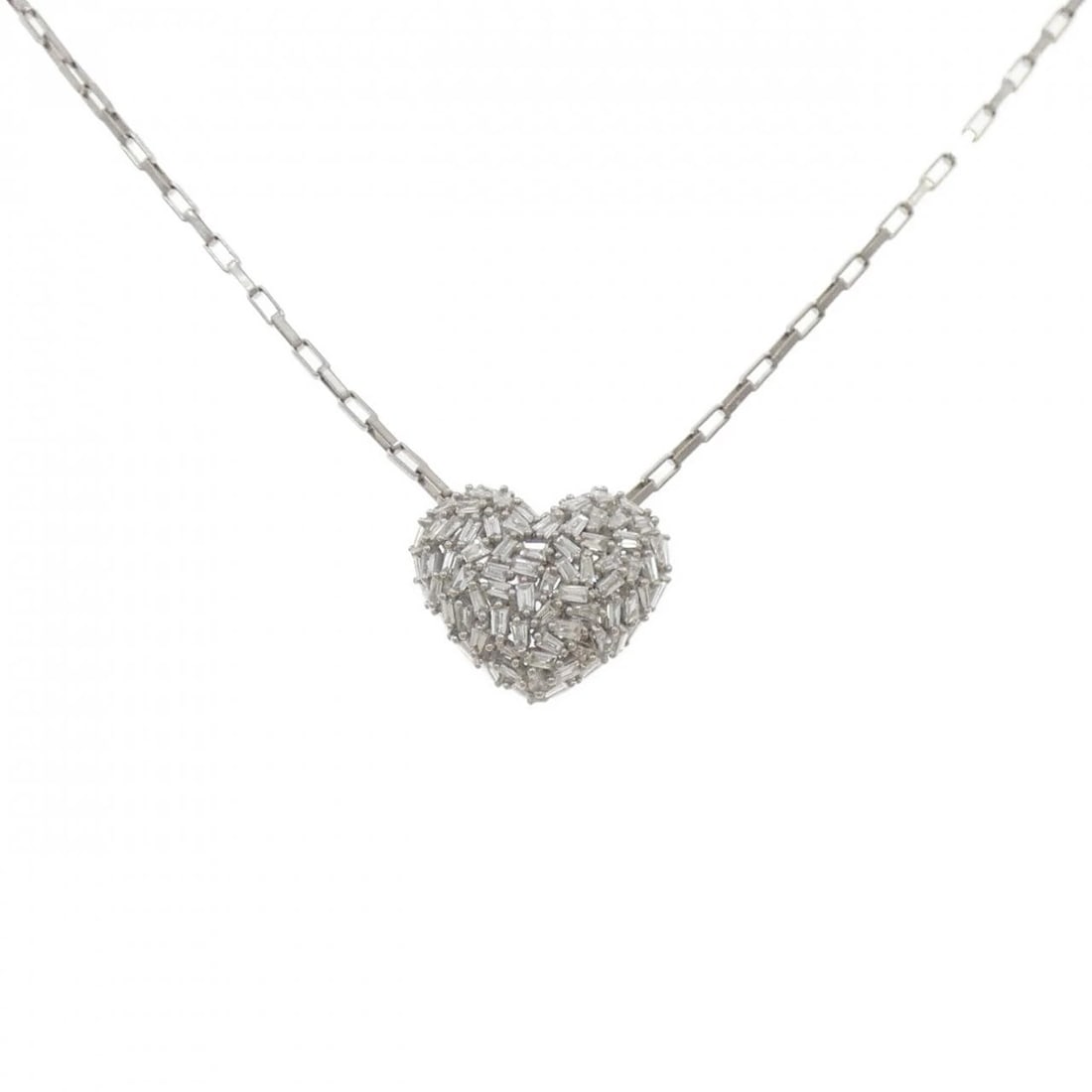 K18WG HEART DIAMOND NECKLACE: K18WG Heart Diamond Necklace Brand: Unbranded Type: Diamond Necklace Material: K18 white gold, Main Stone/Creation Natural Color: WHITE GOLD Size: 40CMActual Size Pendant length approx. x width ap