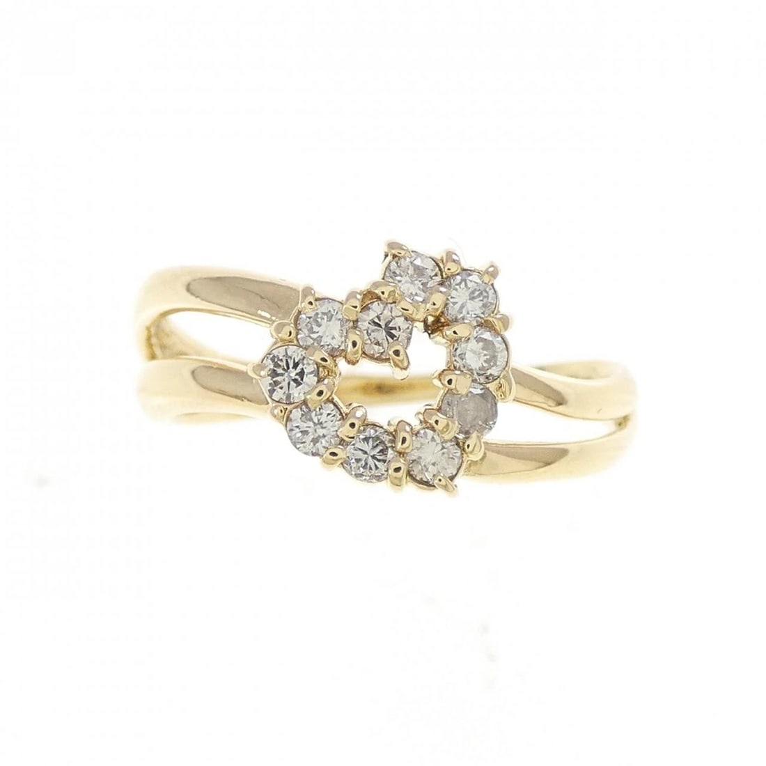K18YG HEART DIAMOND RING: K18YG Heart Diamond Ring Brand: Unbranded Type: Diamond Ring Material: K18 yellow gold, Main Stone/Creation Natural Color: Yellow Gold Size: US5 3/4 Accessories: None Accessories Notice: When