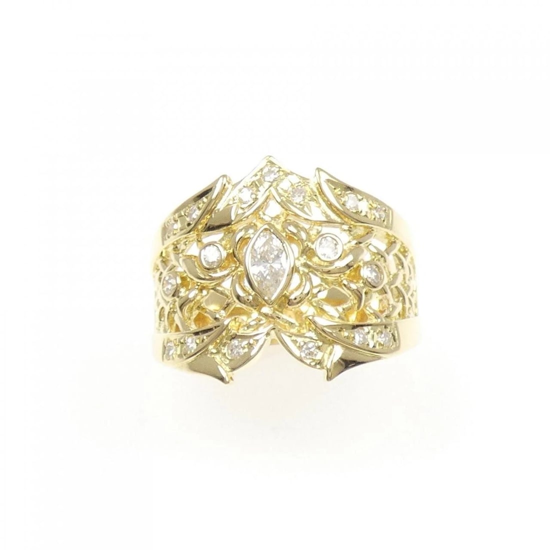 K18YG DIAMOND RING: K18YG Diamond Ring Brand: Unbranded Type: Diamond ring Material: K18 yellow gold, Main Stone/Creation Natural Color: Yellow Gold Size: US8 1/2 Accessories: None Accessories Notice: When