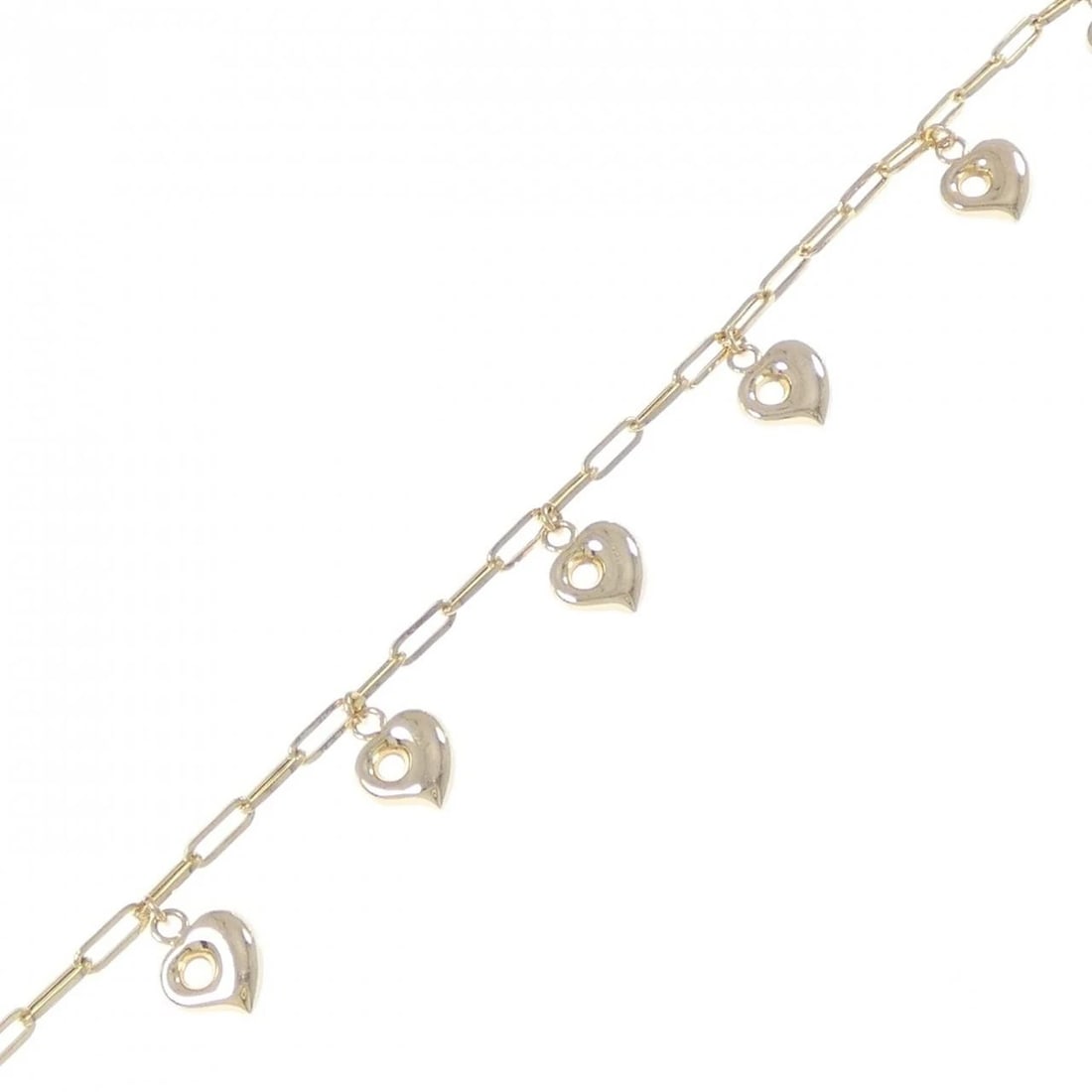K18YG HEART BRACELET: K18YG Heart Bracelet Brand: Unbranded Type: bracelet Material: K18 yellow gold, Color: Yellow Gold Size: 18cmActual Size Max width approx: 12.7mm Accessories: None Accessories Notice: When