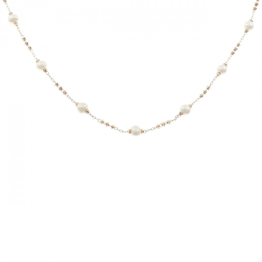 K18PG FRESHWATER PEARL NECKLACE: K18PG Freshwater Pearl Necklace Brand: Unbranded Type: Freshwater Pearl Necklace Material: K18 Pink Gold, Main Stone/Creation Freshwater Pearl Color: Pink Gold Size: 45cmActual Size Motif