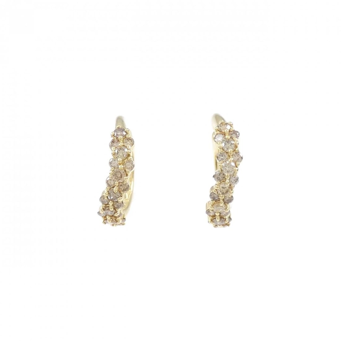 K18YG DIAMOND EARRINGS: K18YG Diamond Earrings Brand: Unbranded Type: Diamond Pierce/Earring Material: K18 yellow gold, Main Stone/Creation Natural Color: Yellow Gold Size: Actual Size Approx. height x width: 13.9mm