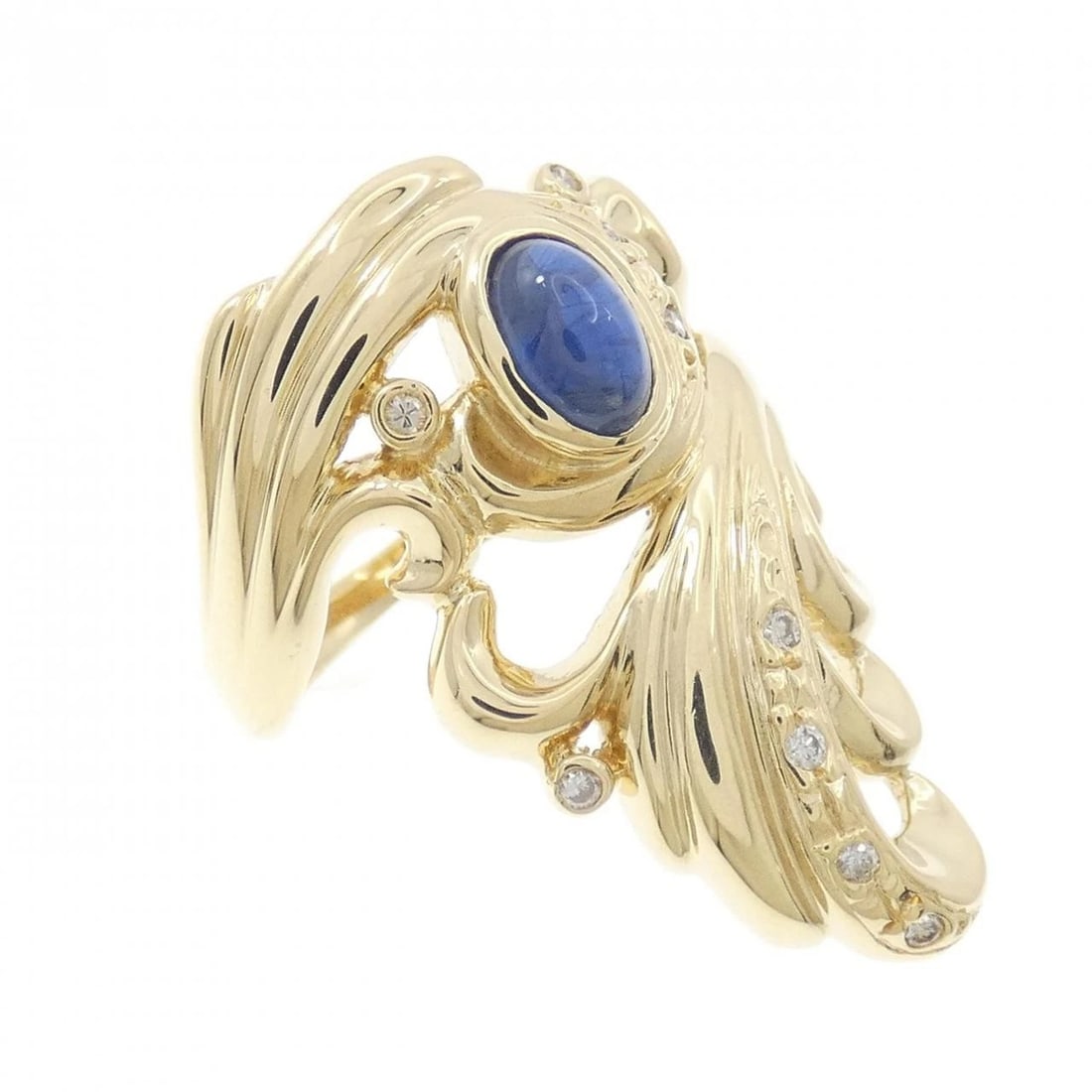 K18YG SAPPHIRE RING: K18YG Sapphire Ring Brand: Unbranded Type: Sapphire Ring Material: K18 yellow gold, Main Stone/Creation SapphireSecondary Stone Natural Color: Yellow Gold Size: US5 1/4 Accessories: None