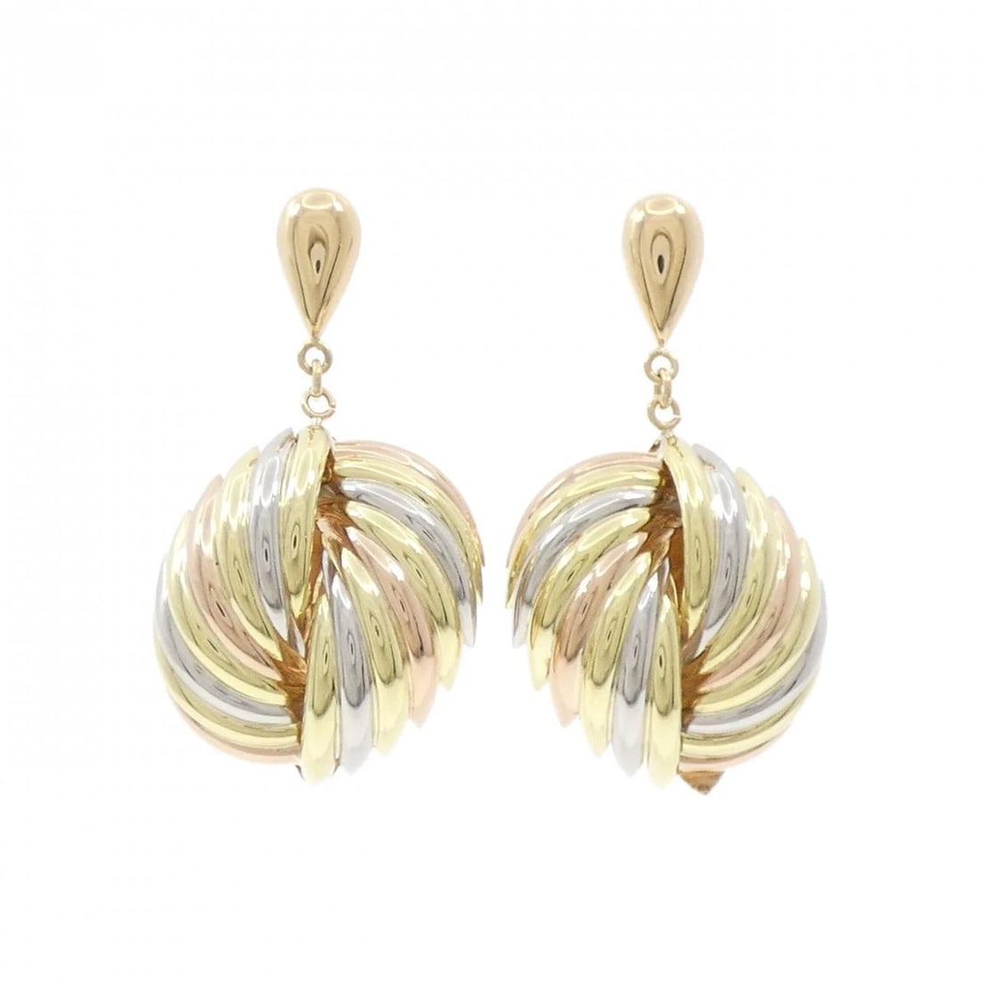 K18YG/PT900/K18PG PIERCE: K18YG/PT900/K18PG Pierce Brand: Unbranded Type: Pierce/Earring Material: 18K Yellow Gold/Platinum 900/18K Pink Gold, Color: Multi Size: Actual Size Approx. height x width: 37.5mm x 19.9mm 