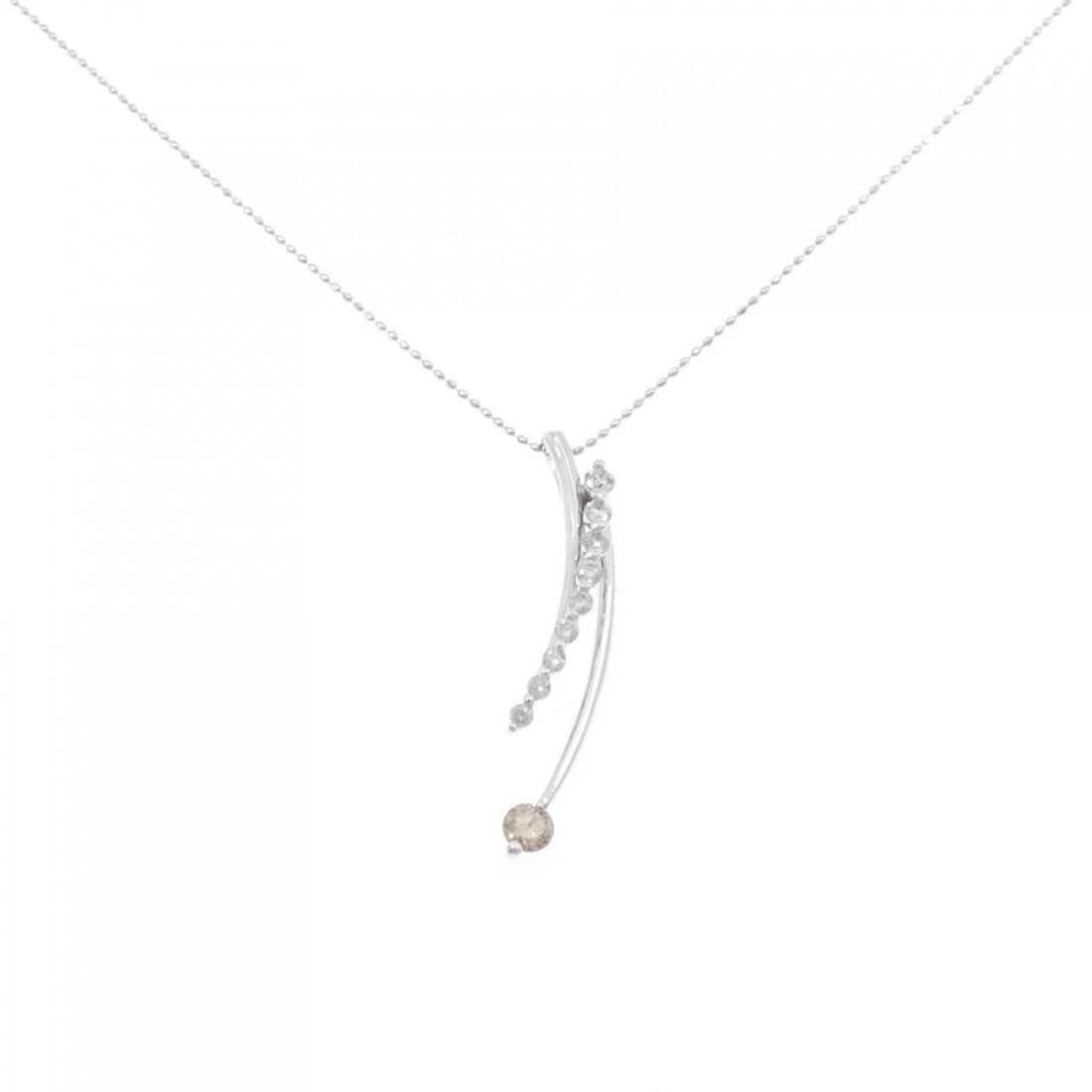 K18WG DIAMOND NECKLACE: K18WG Diamond Necklace Brand: Unbranded Type: Diamond Necklace Material: K18 white gold, Main Stone/Creation Natural Color: White Gold Size: 46cmActual Size Pendant length approx. x width approx.: